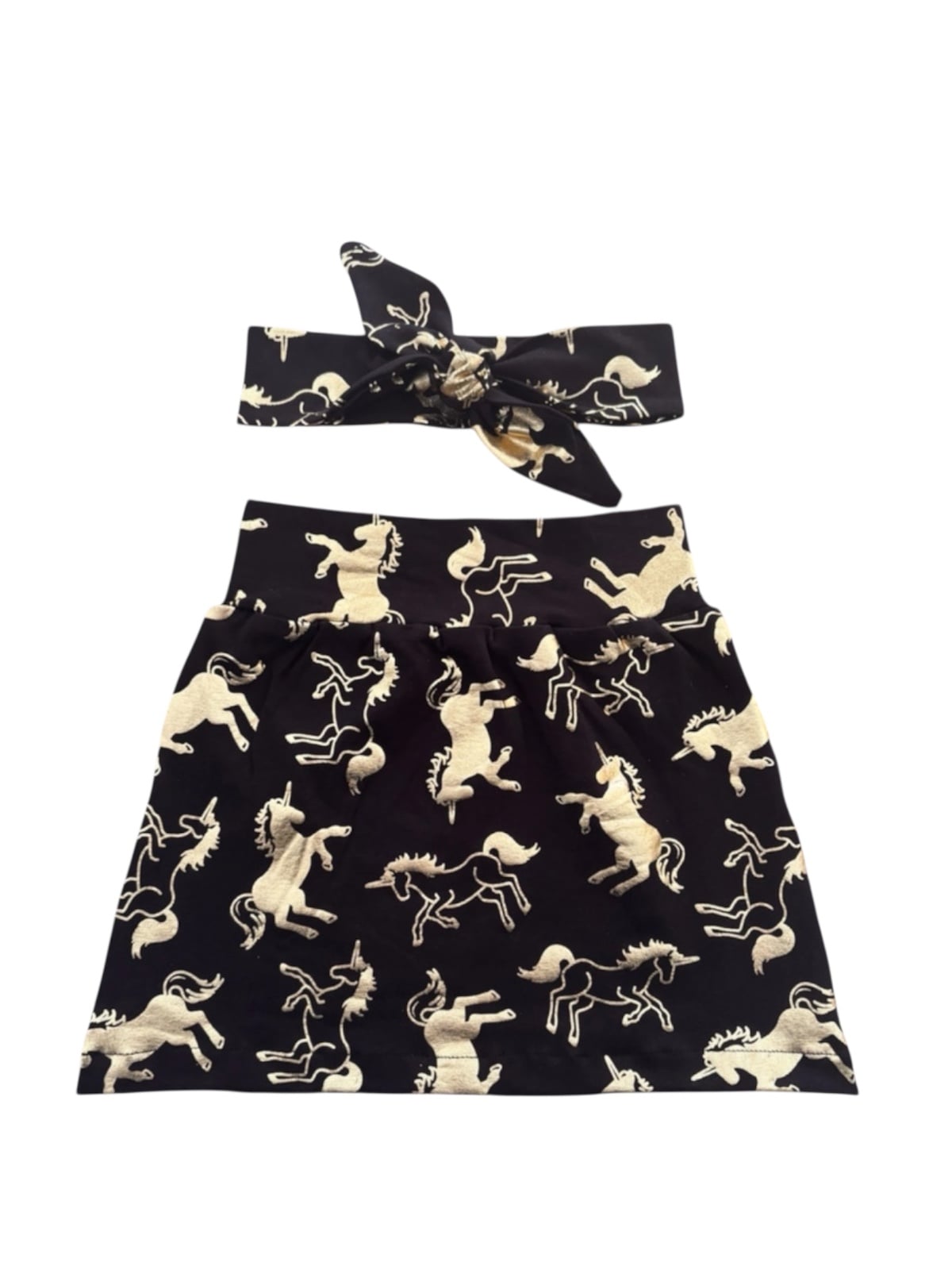 Handgemaakt rokje met bijpassende haarband unicorn