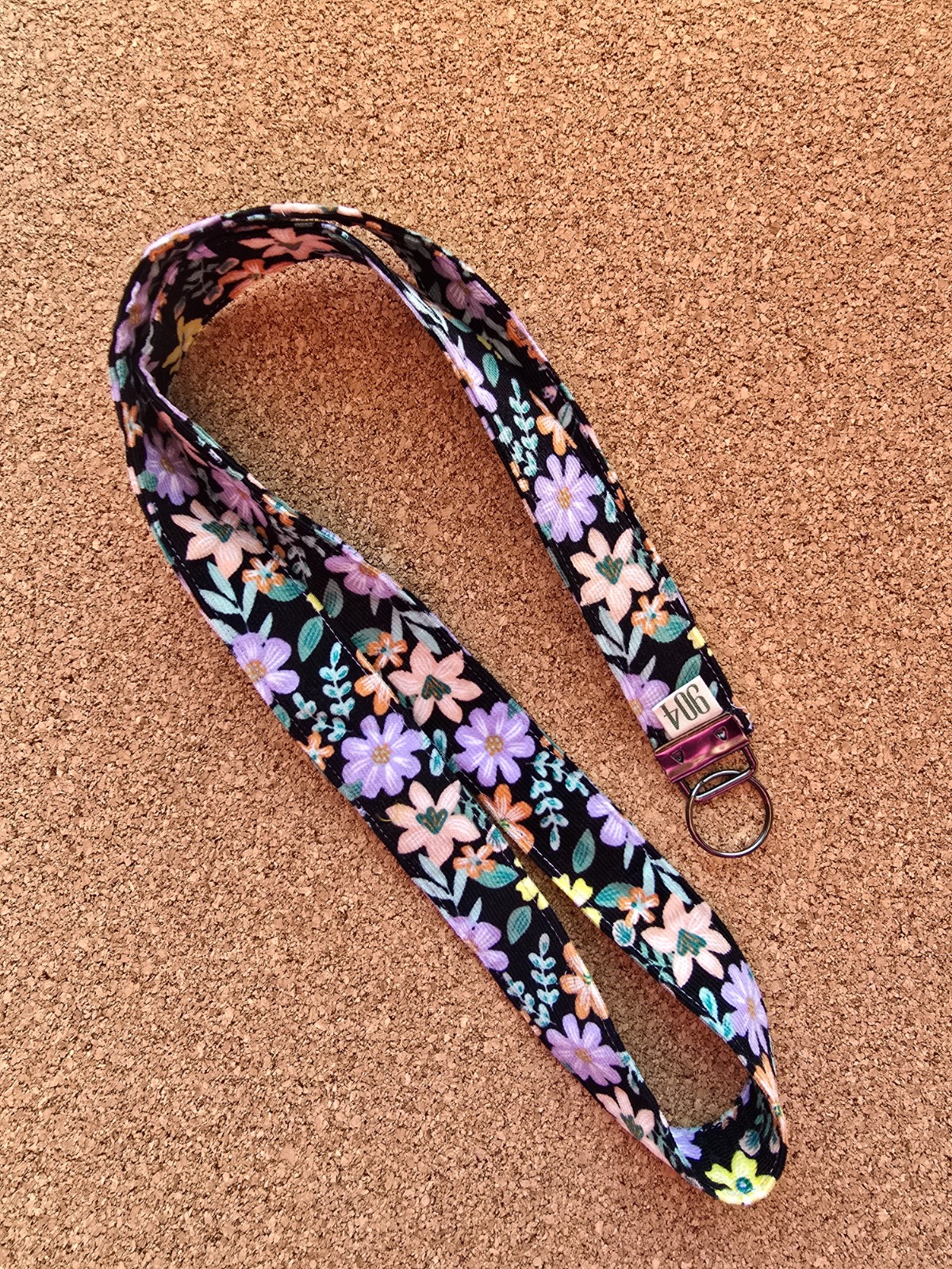 Keycord vlak | handgemaakt | babyrib | bloemen | Atelier 904