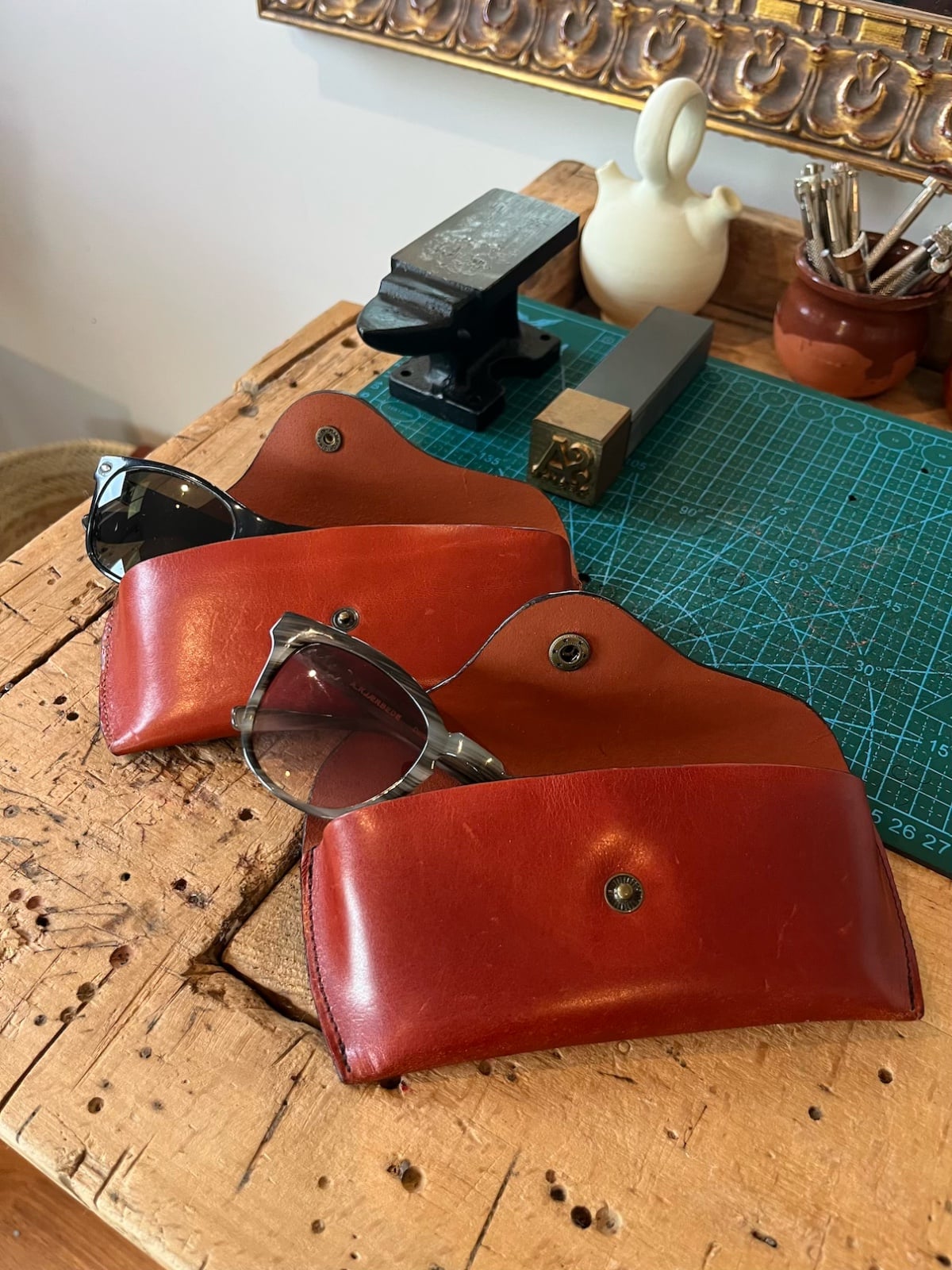 Leren brillenkoker - diverse kleuren