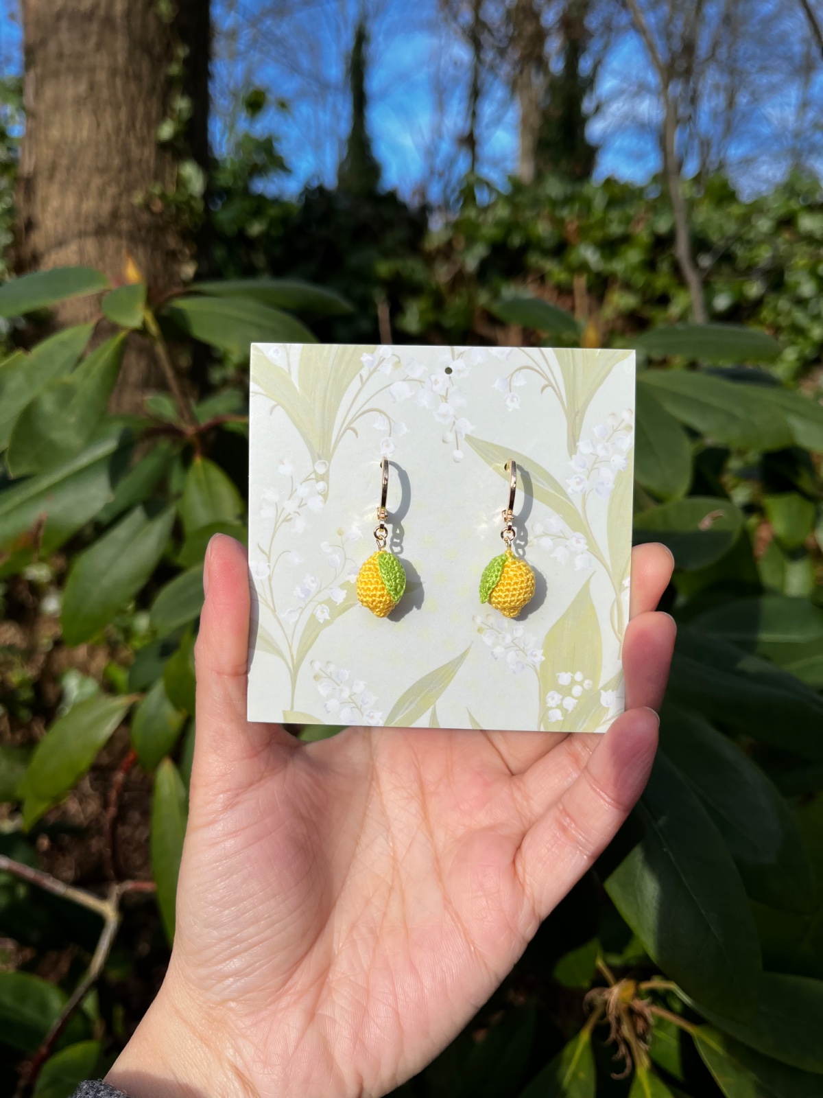 Micro gehaakte citroen oorringen