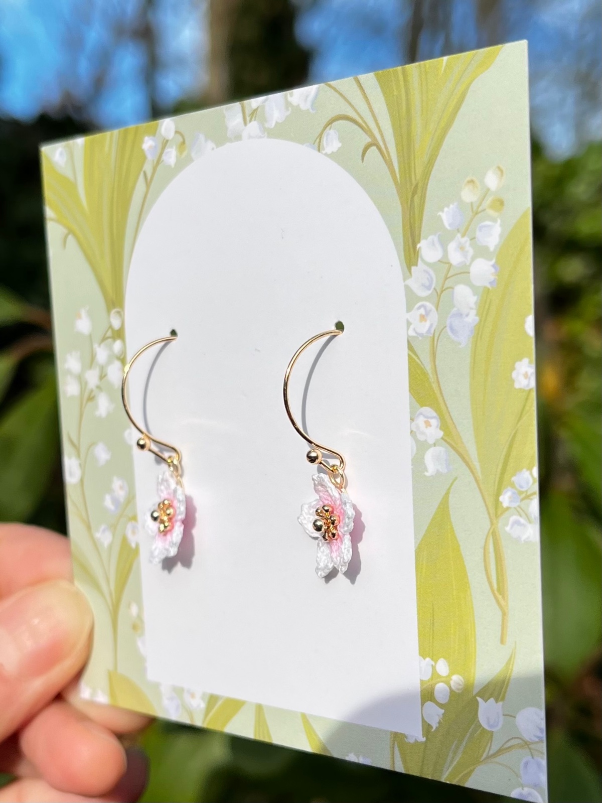 Micro gehaakte kersenbloesem sieradenset