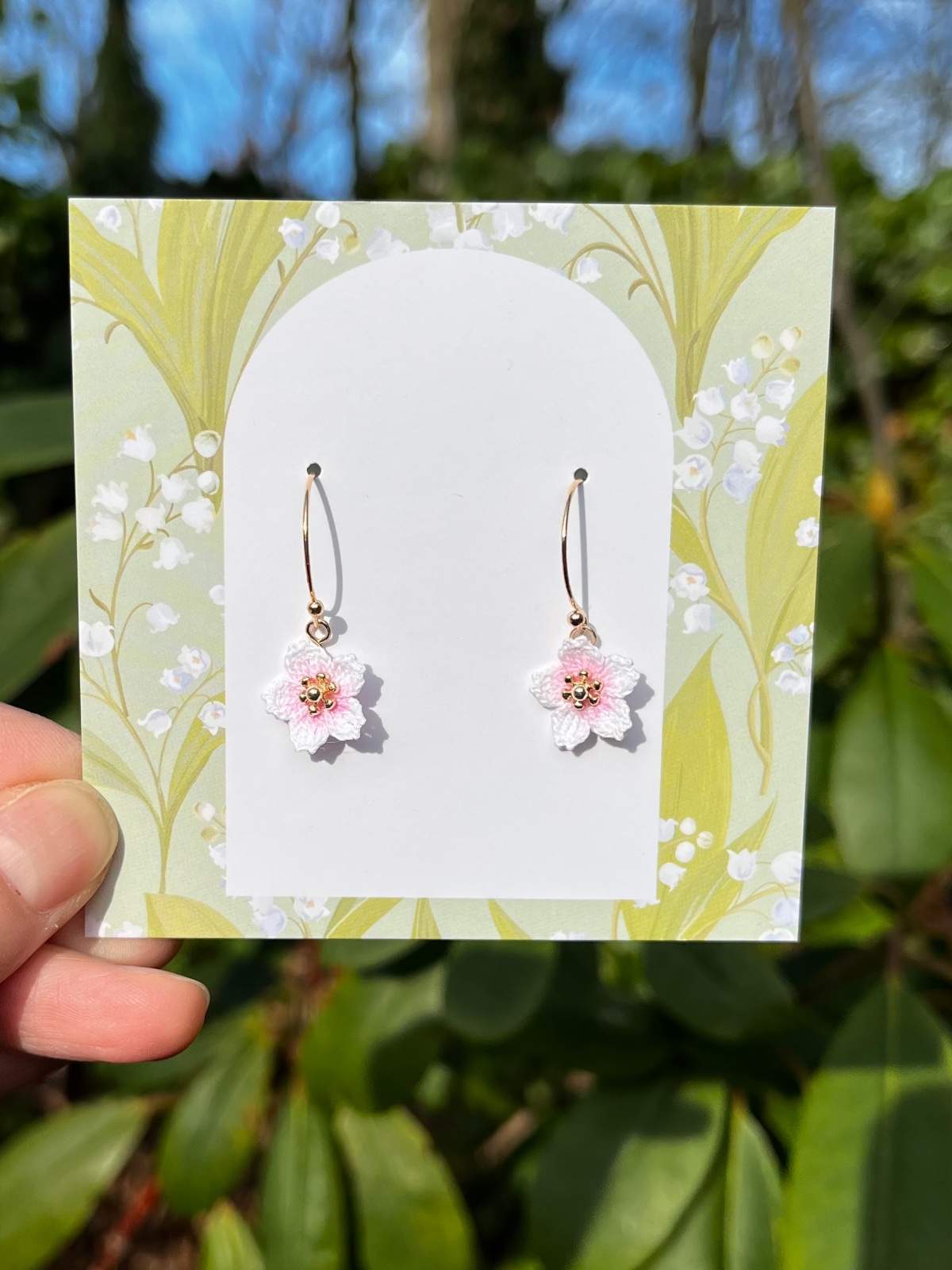 Micro gehaakte kersenbloesem sieradenset