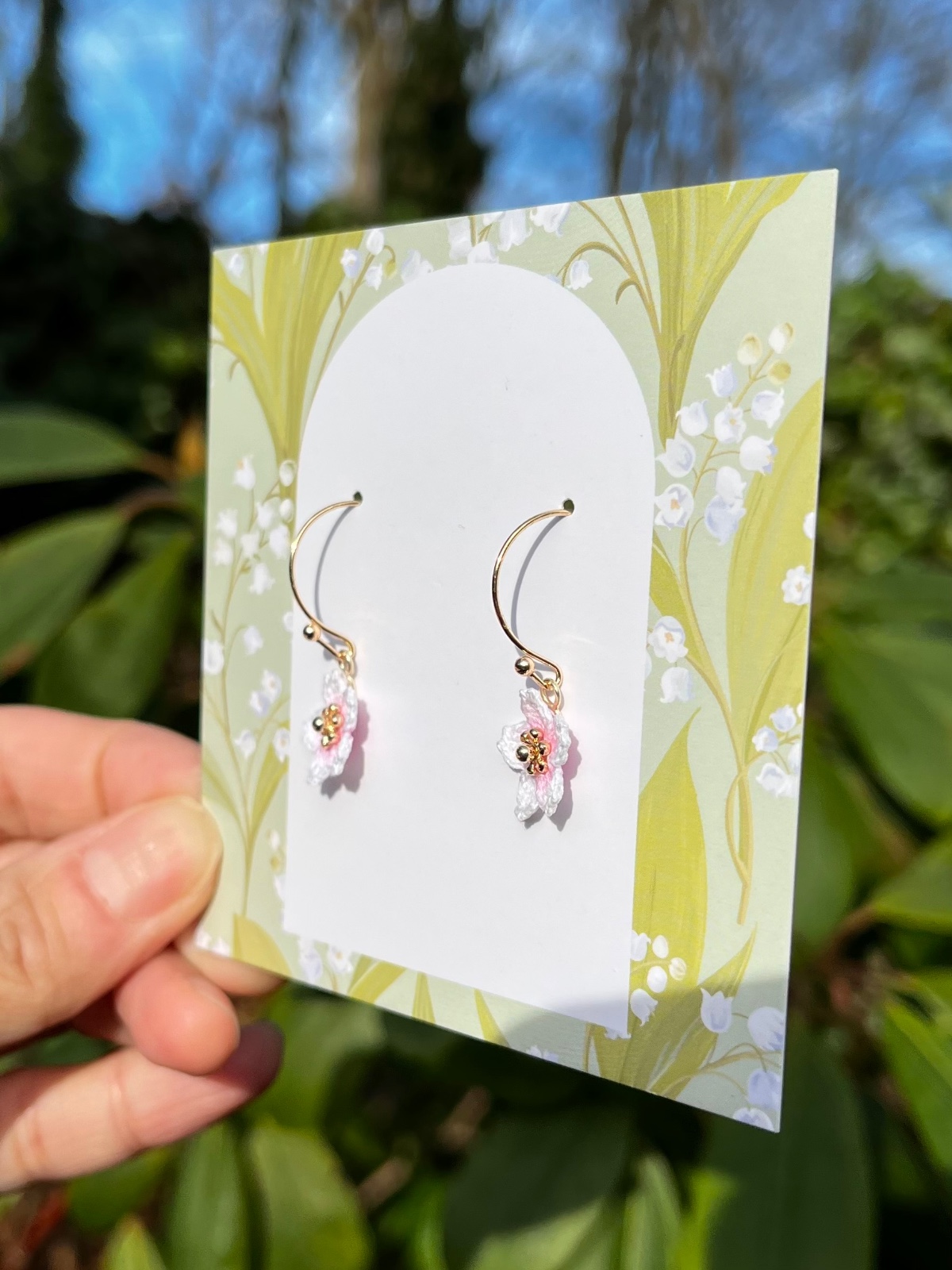 Micro gehaakte kersenbloesem sieradenset