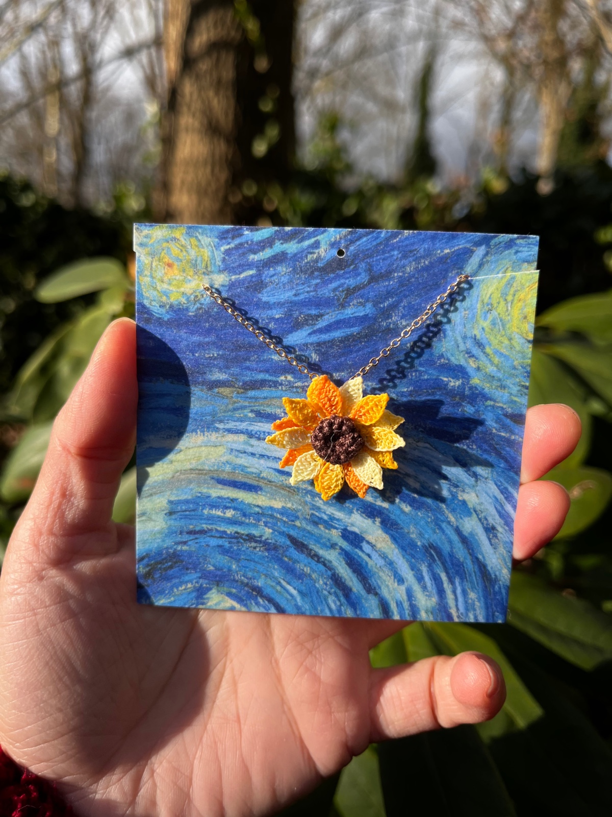 Micro Gehaakte Zonnebloem Ketting