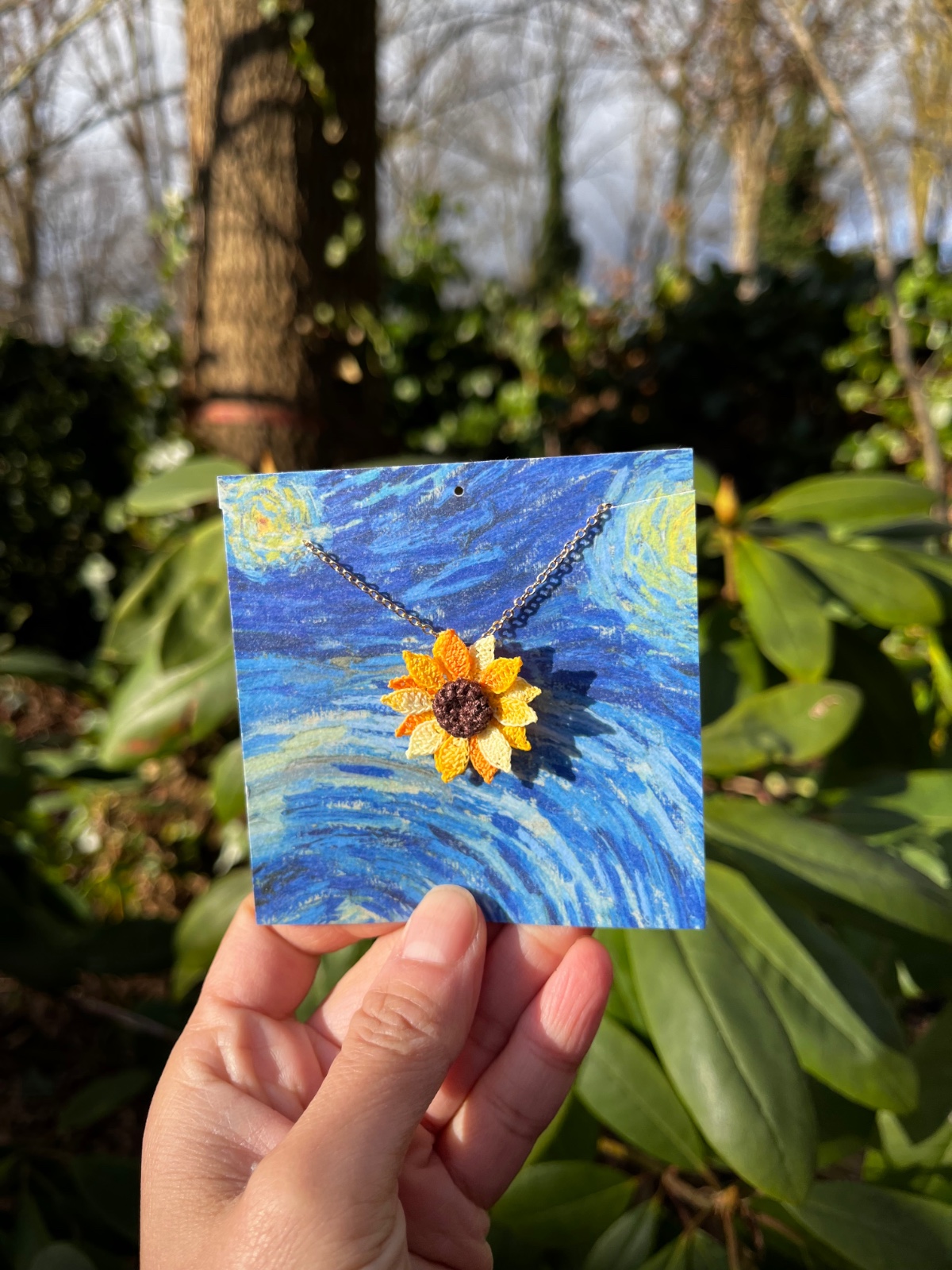 Micro Gehaakte Zonnebloem Ketting