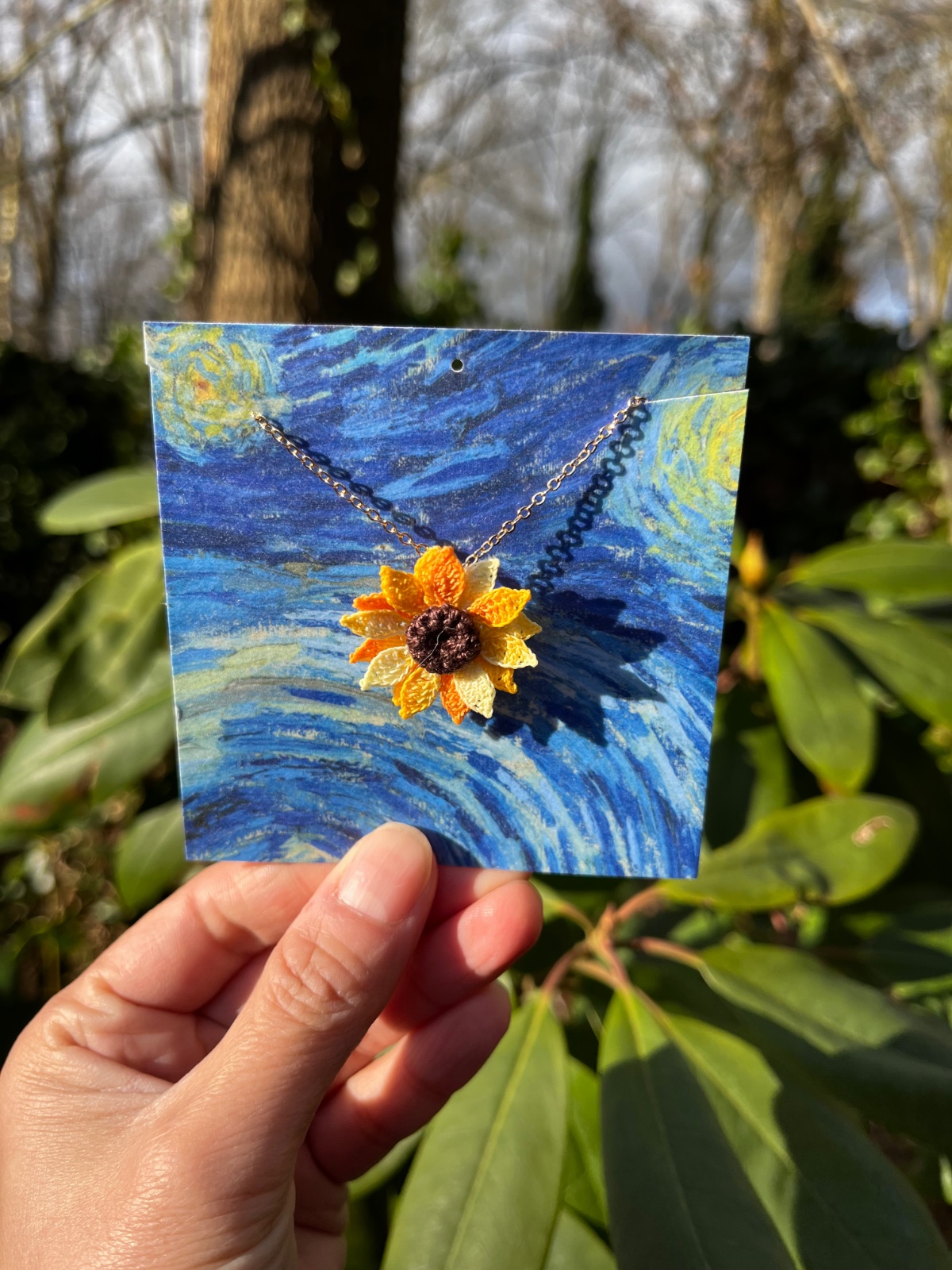 Micro Gehaakte Zonnebloem Ketting