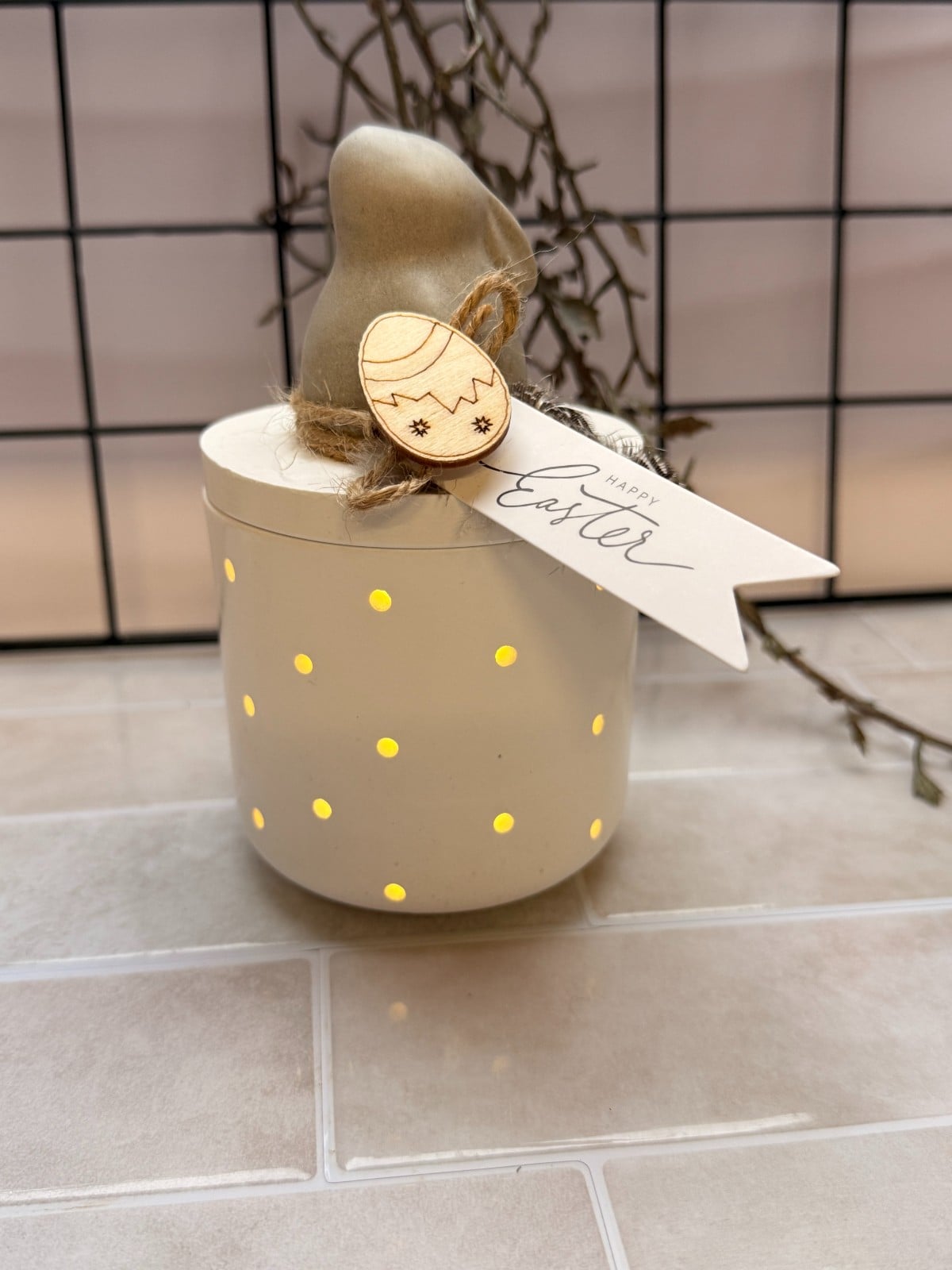 Paaspotje Taupe - 117616 Paaspotje Taupe met lichtsnoer