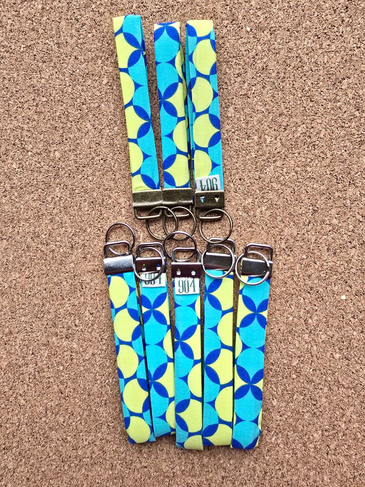 Sleutelhanger | polssleutelhanger | retro | blauw, groen | Atelier 904