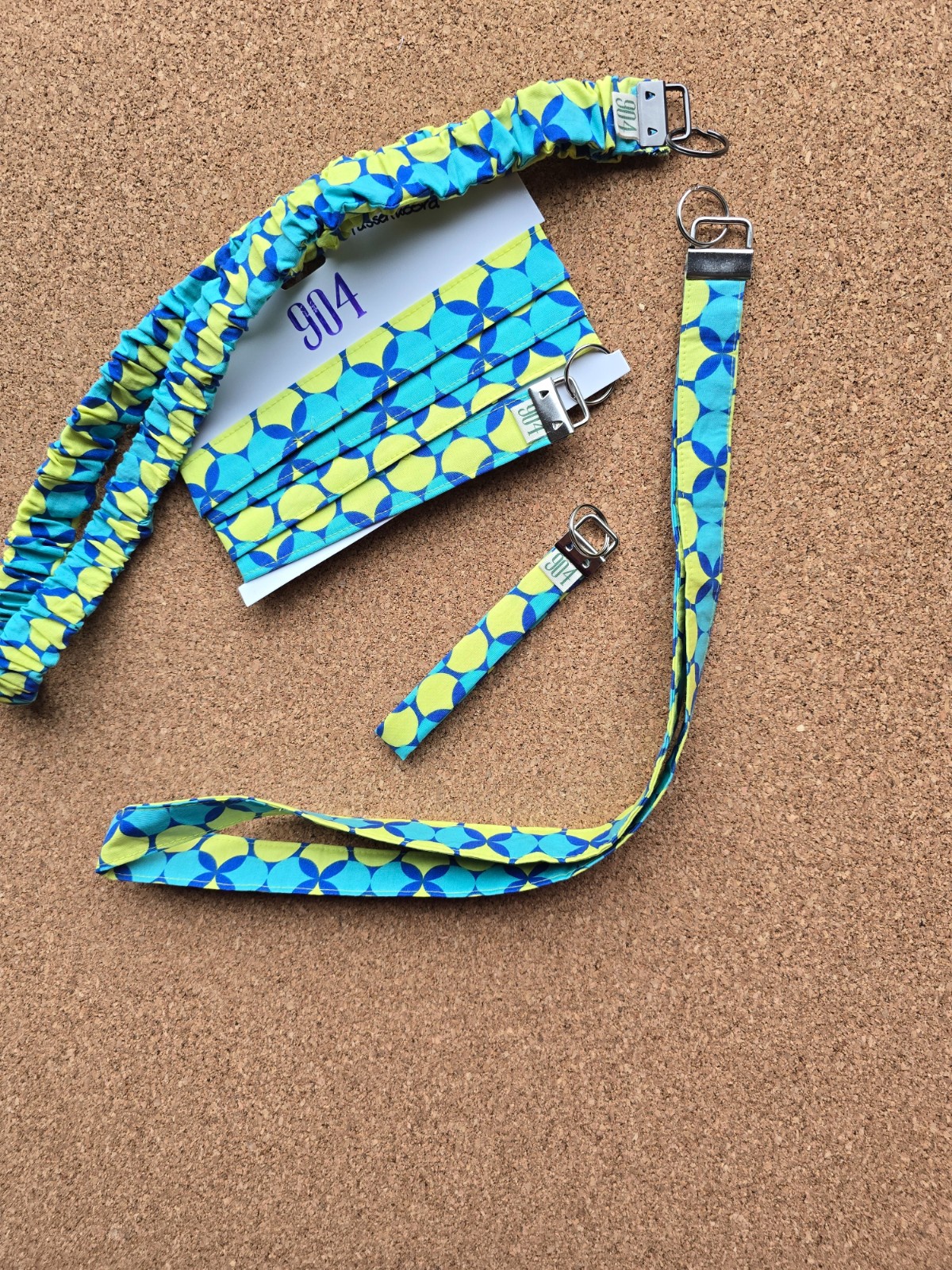 Sleutelhanger | polssleutelhanger | retro | blauw, groen | Atelier 904