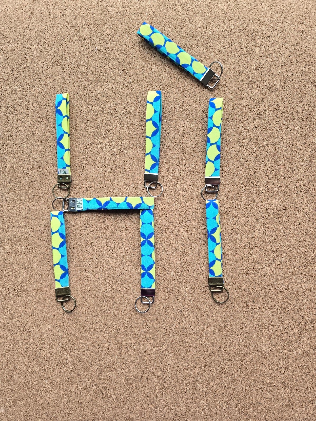 Sleutelhanger | polssleutelhanger | retro | blauw, groen | Atelier 904