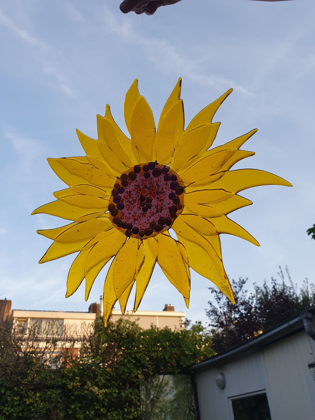 Zonnebloem raamhanger van glas