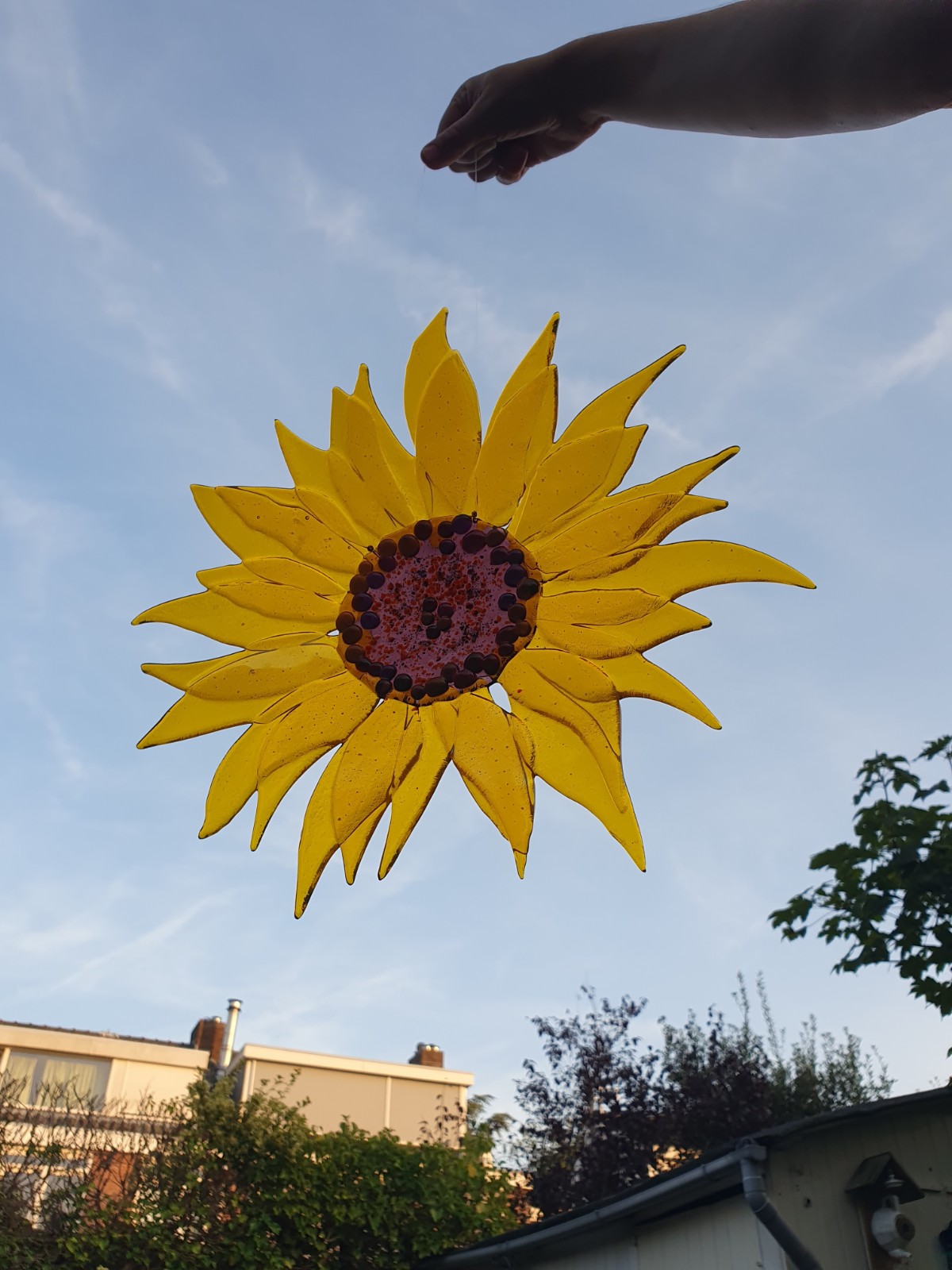 Zonnebloem raamhanger van glas