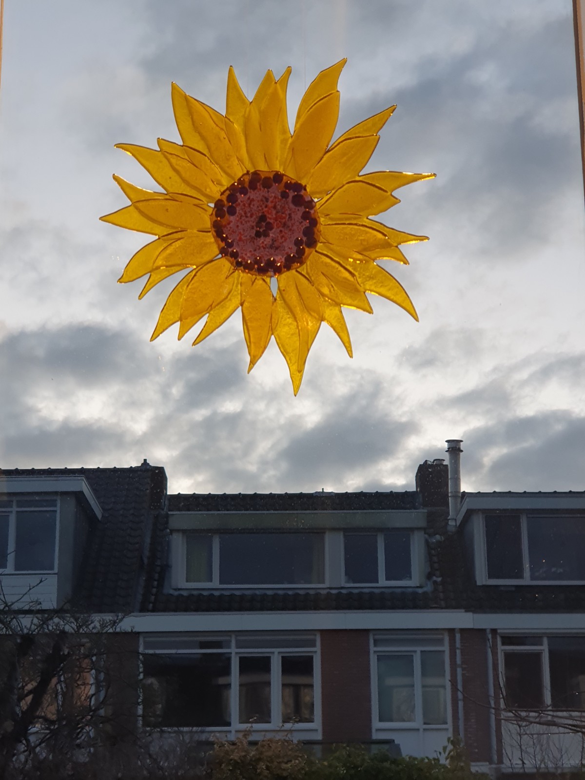 Zonnebloem raamhanger van glas
