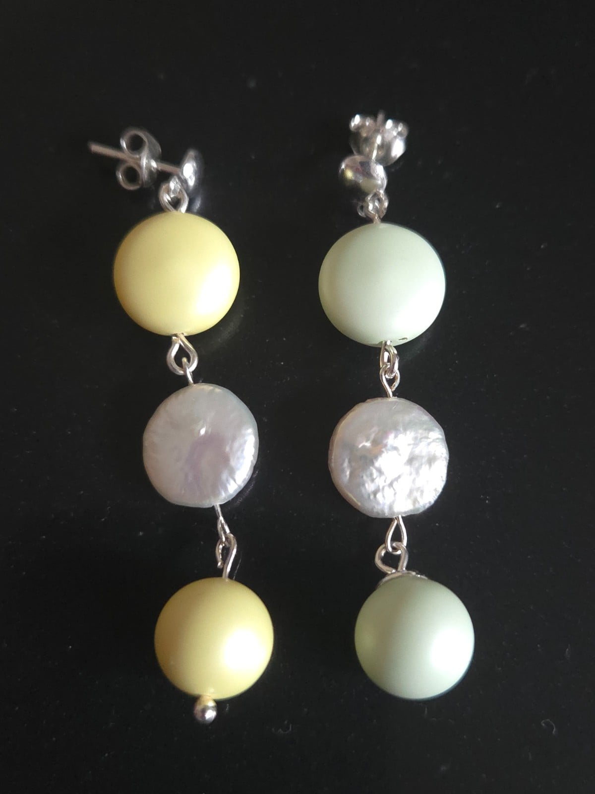 925 zilveren oorbellen met kristal parels en zoetwater parels - 2 kleuren beschikbaar