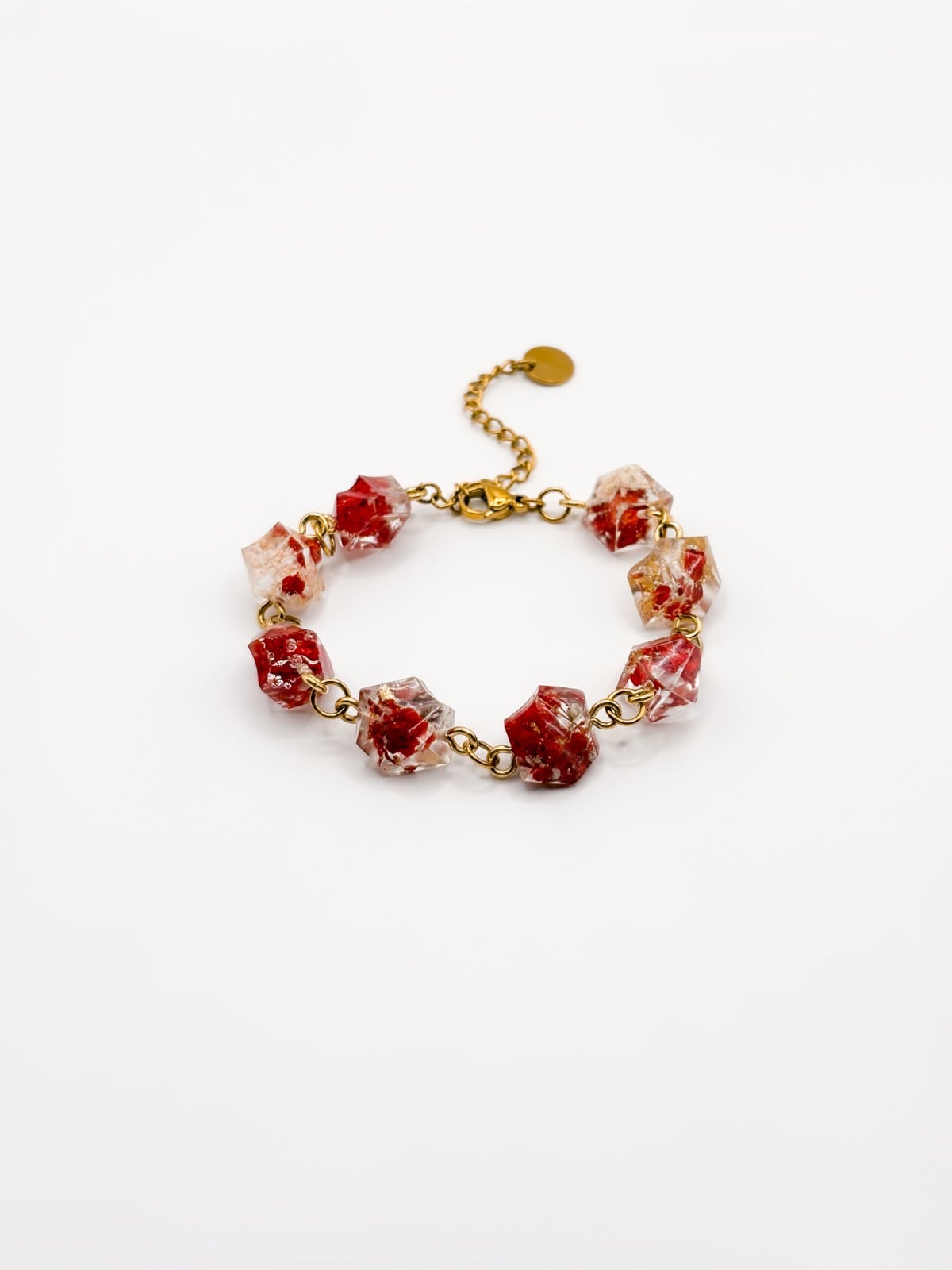 Armband met Kristalvormige Hangers Gevuld met Echt Gipskruid uit Den Haag (Mon Chéri)