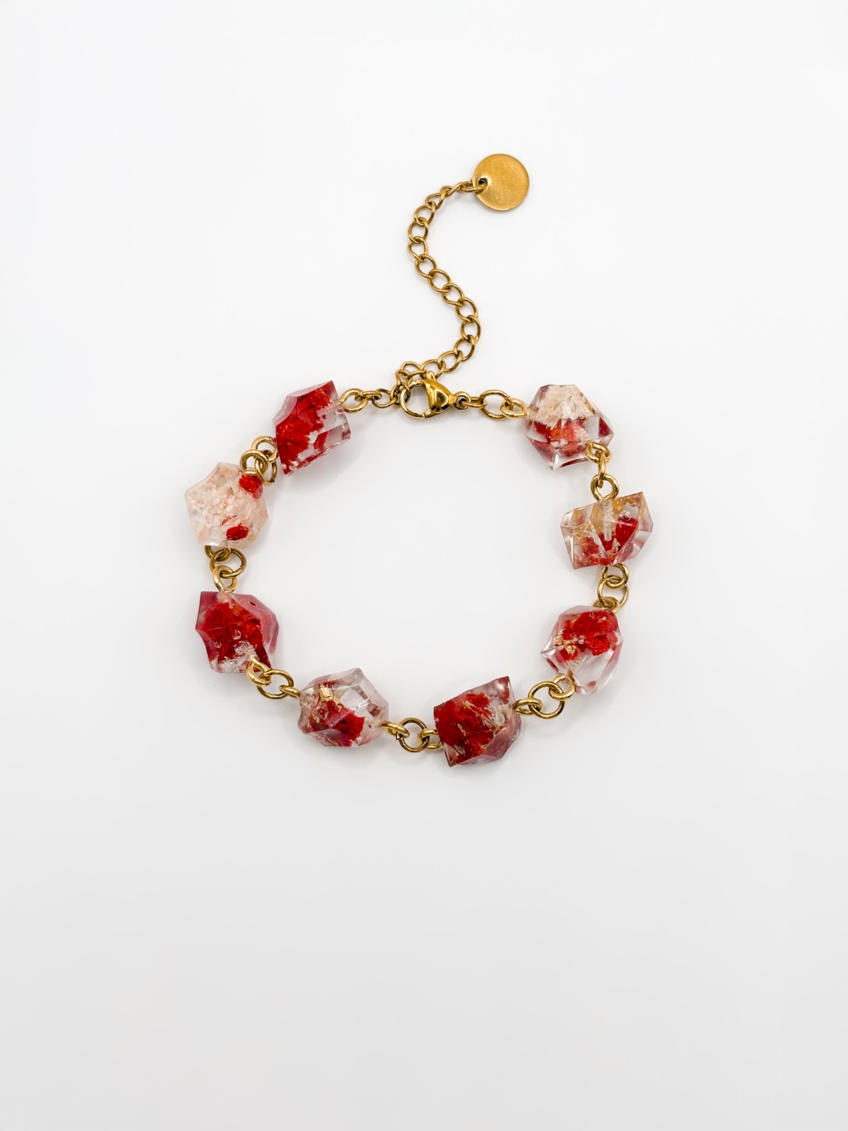 Armband met Kristalvormige Hangers Gevuld met Echt Gipskruid uit Den Haag (Mon Chéri)