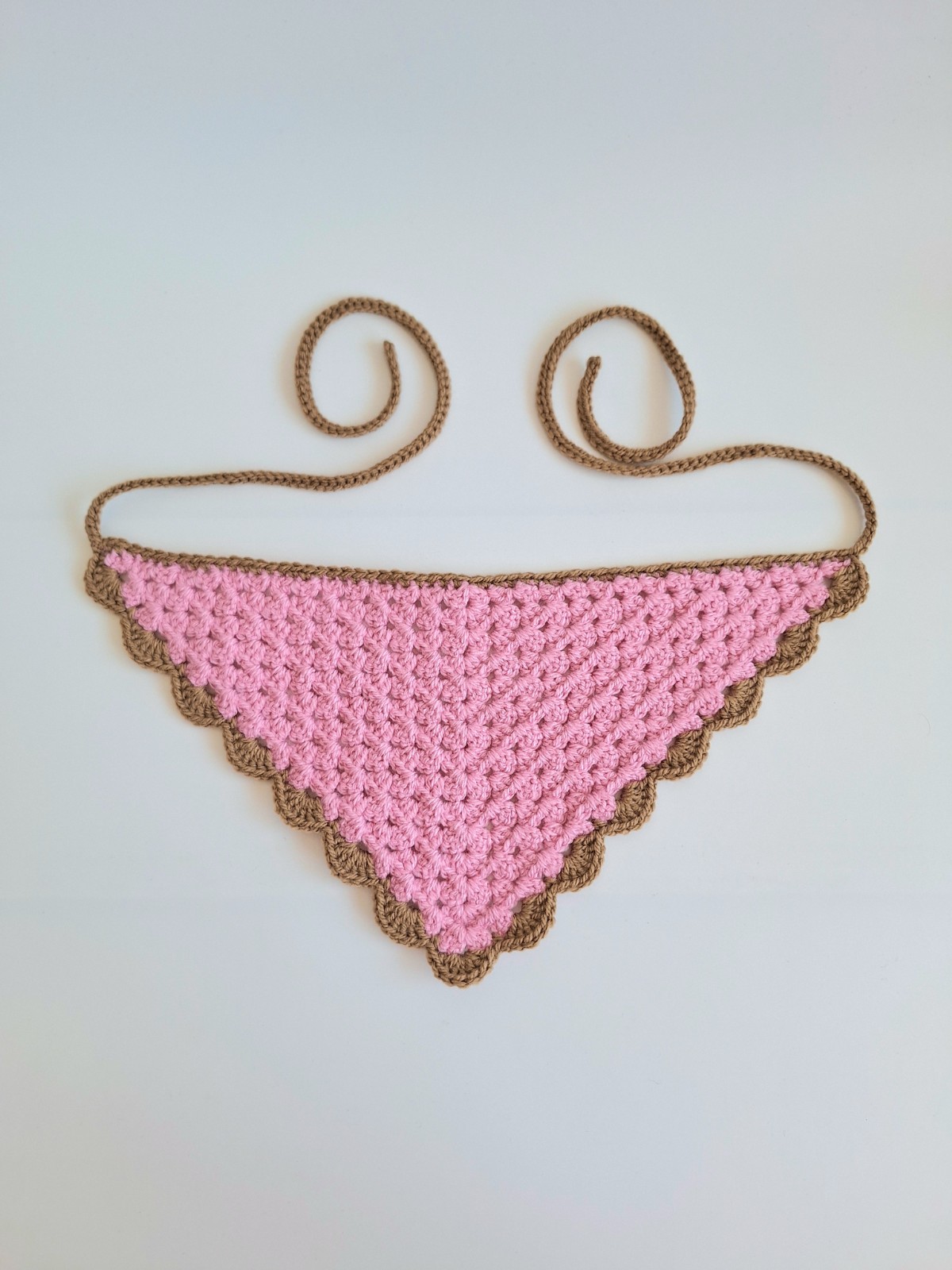 Gehaakte bandana | Lichtroze en lichtbruin - 118489 Gehaakte bandana | Lichtroze en lichtbruin