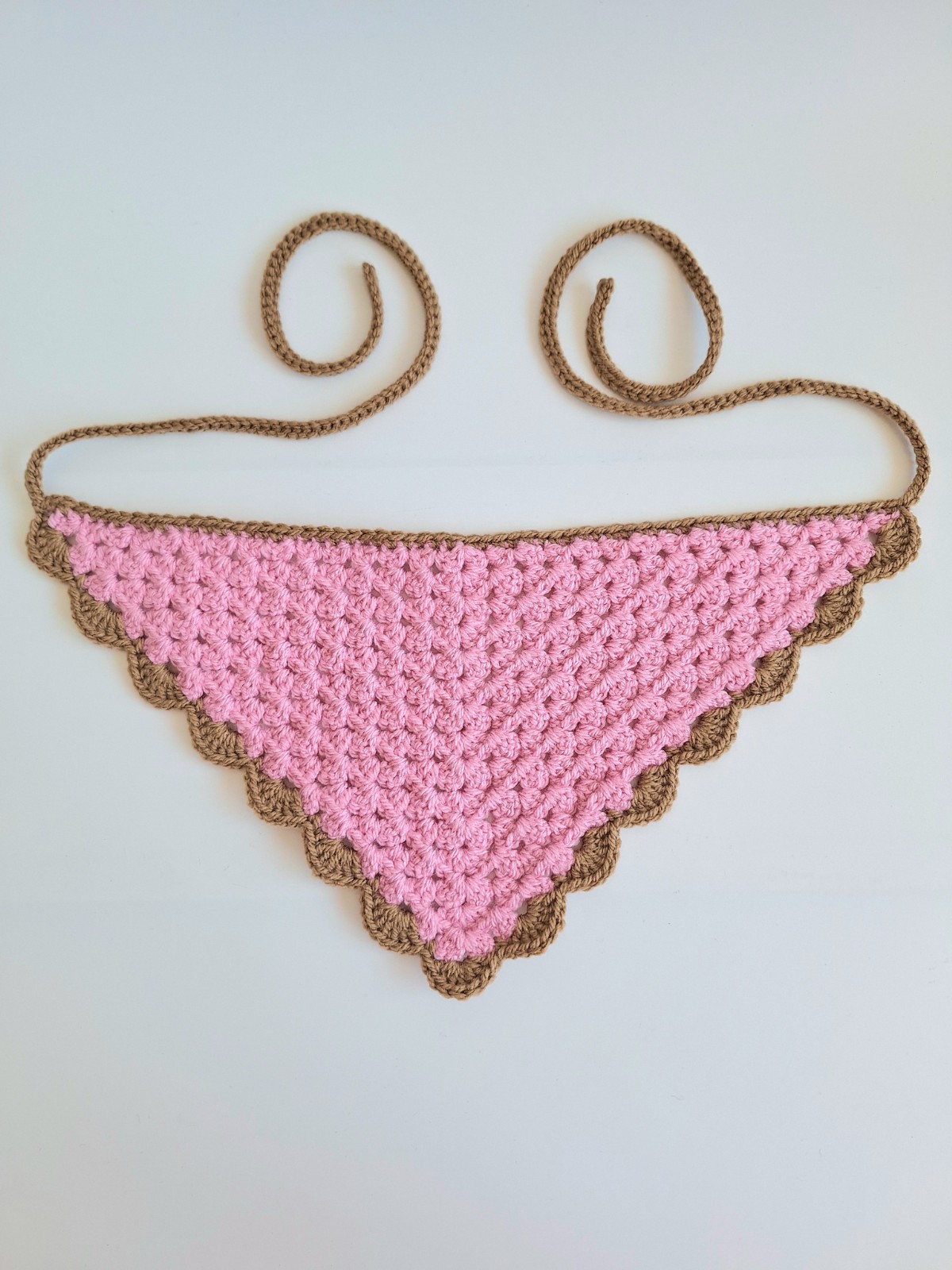 Gehaakte bandana | Lichtroze en lichtbruin - 118496 Gehaakte bandana | Lichtroze en lichtbruin