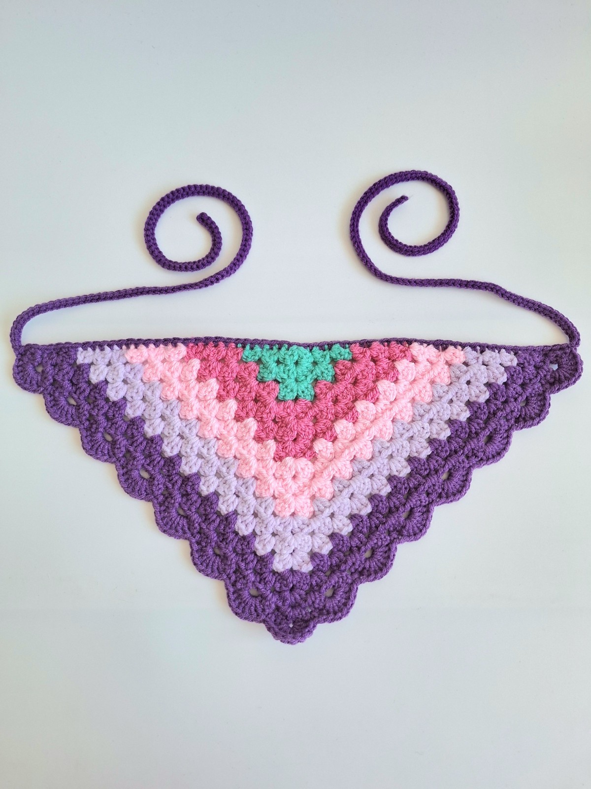 Gehaakte bandana | Turquoise, knalroze, lichtroze, lila en paars