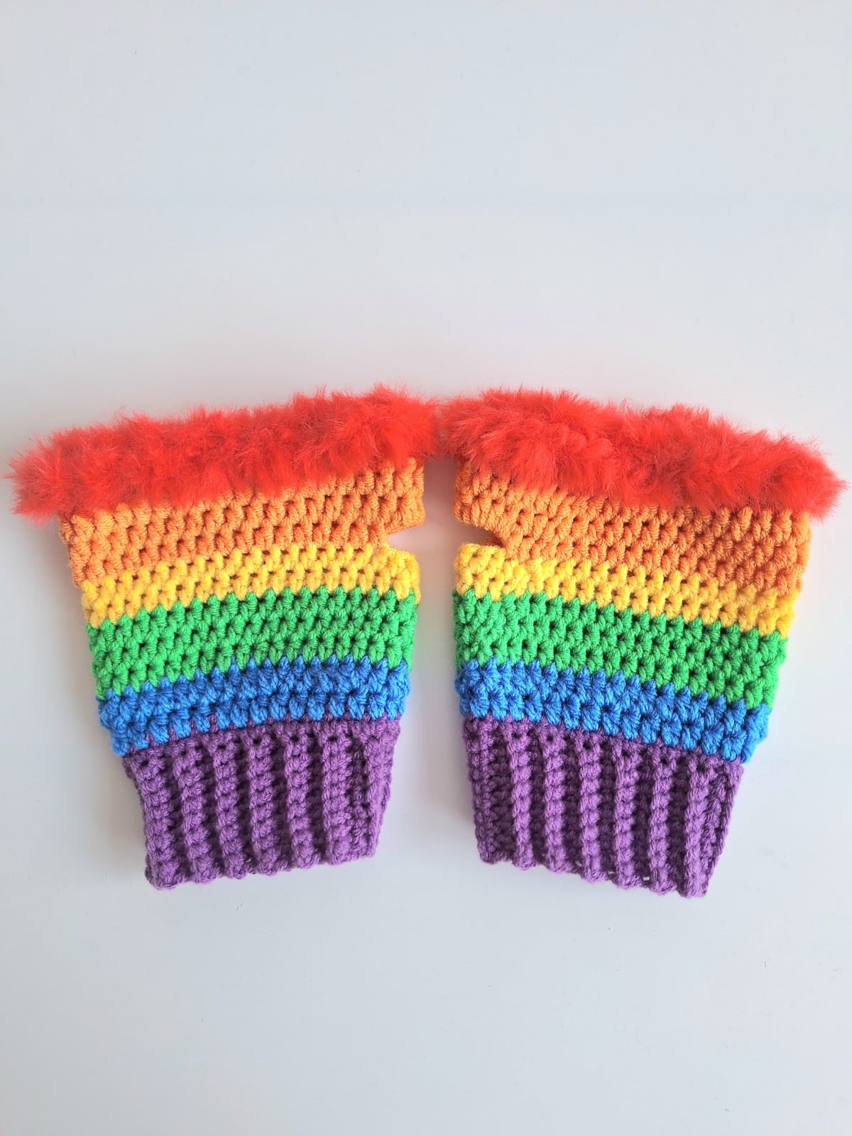 Gehaakte handschoenen - gehaakte vingerloze handschoenen | Regenboog