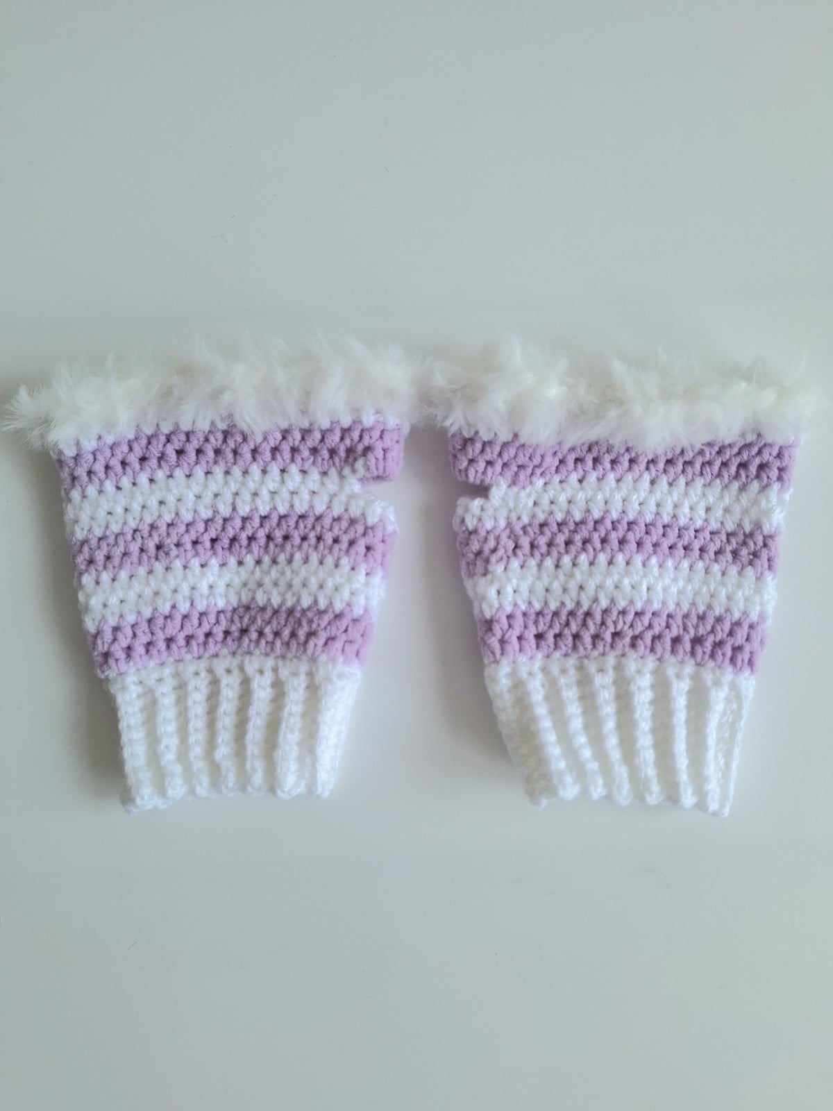 Gehaakte handschoenen - gehaakte vingerloze handschoenen | Wit en lila