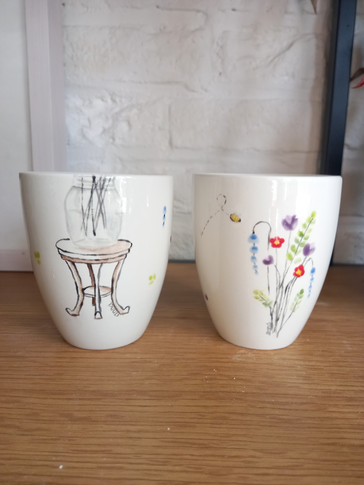 Handbeschilderde keramieken stapelmokken - 120861 Handbeschilderde keramieken stapelmokken