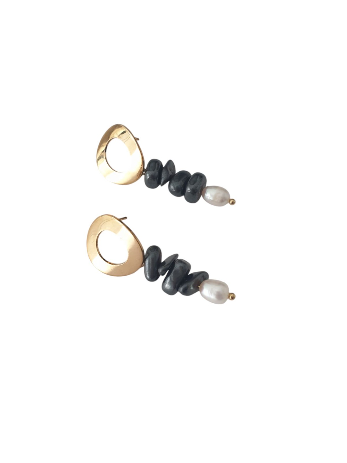 Hematiet en parel oorbellen