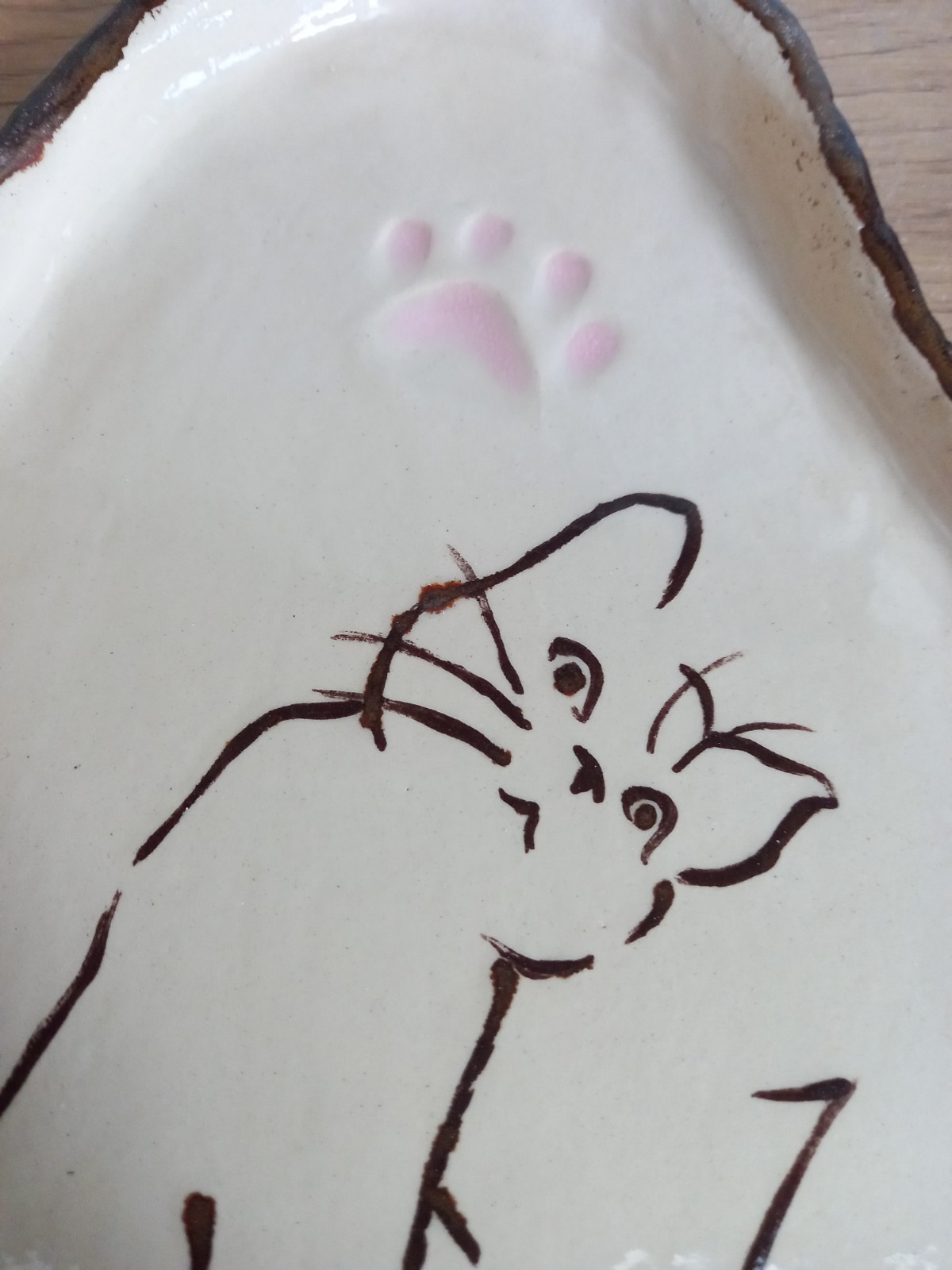 Keramieken schoteltje met kattenafbeelding 7, handmade en handpainted