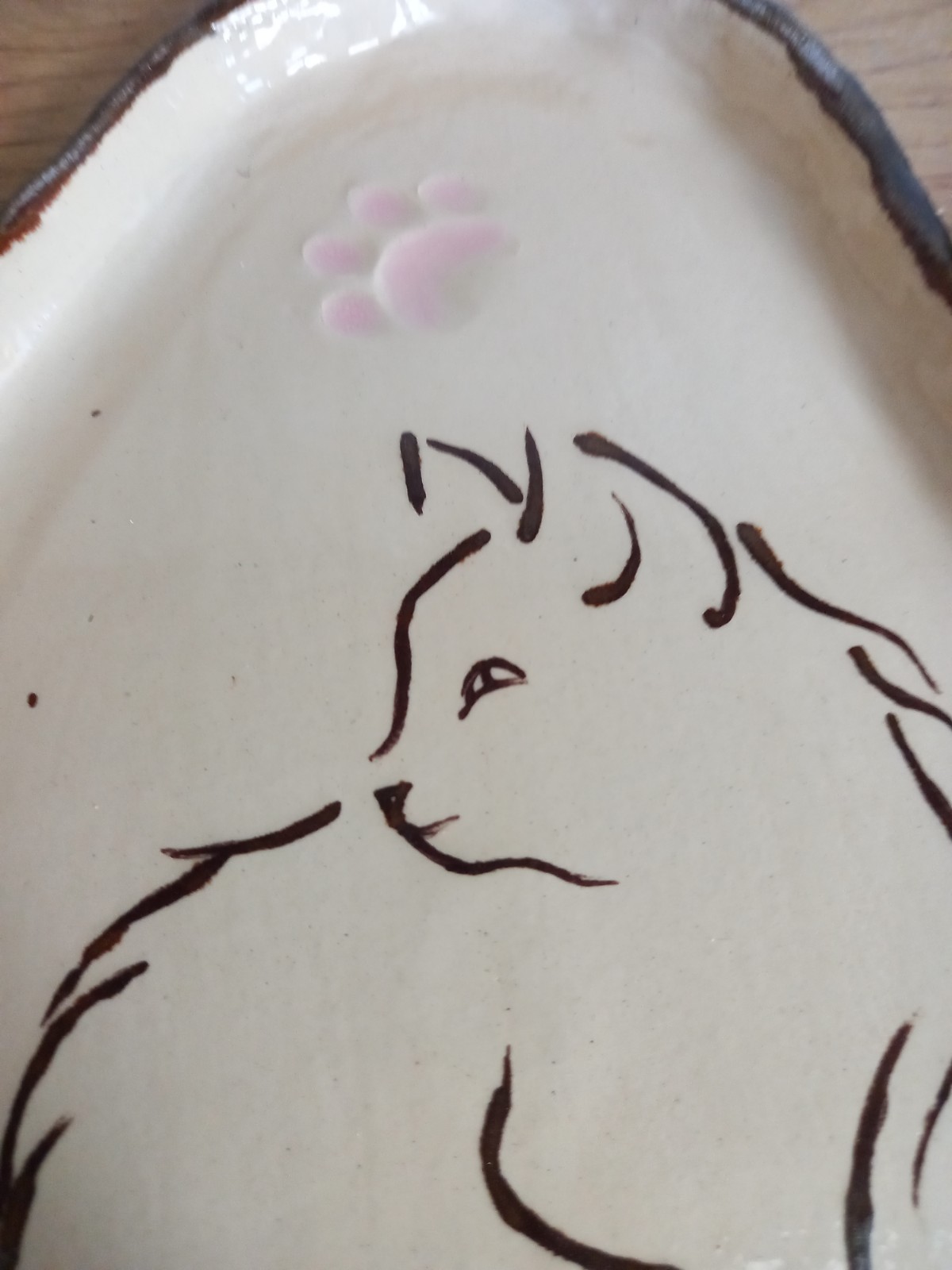 Keramieken schoteltje met kattenafbeelding 9, handmade en handpainted