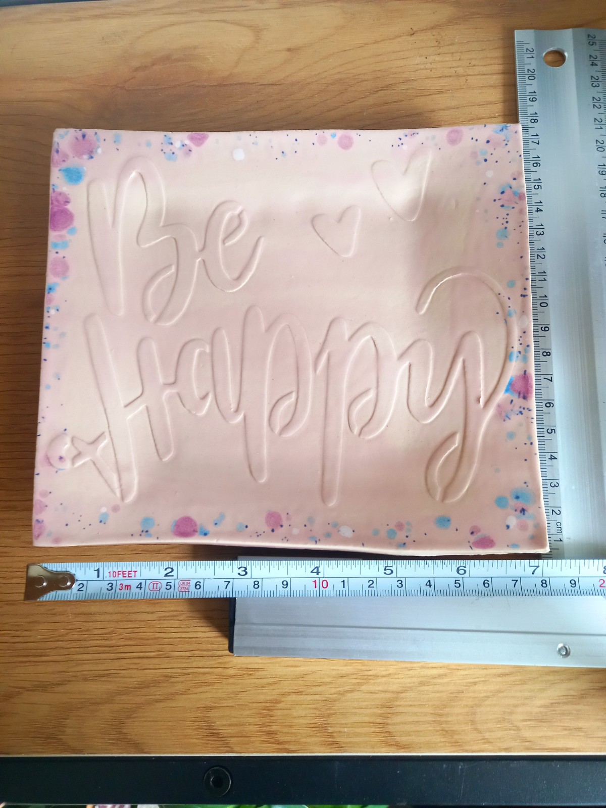 Keramieken serveer/ontbijtbordje met quote