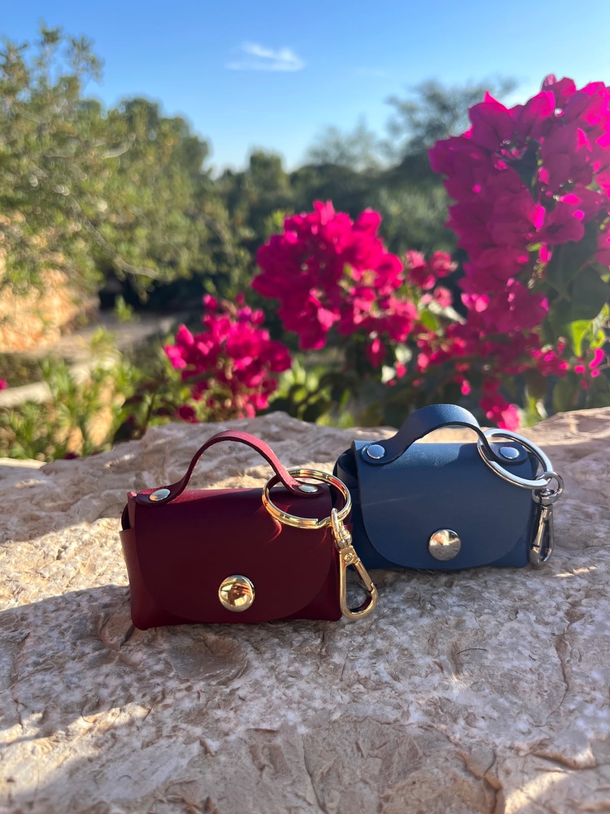 Leren bag charm - sleutelhanger in diverse kleuren