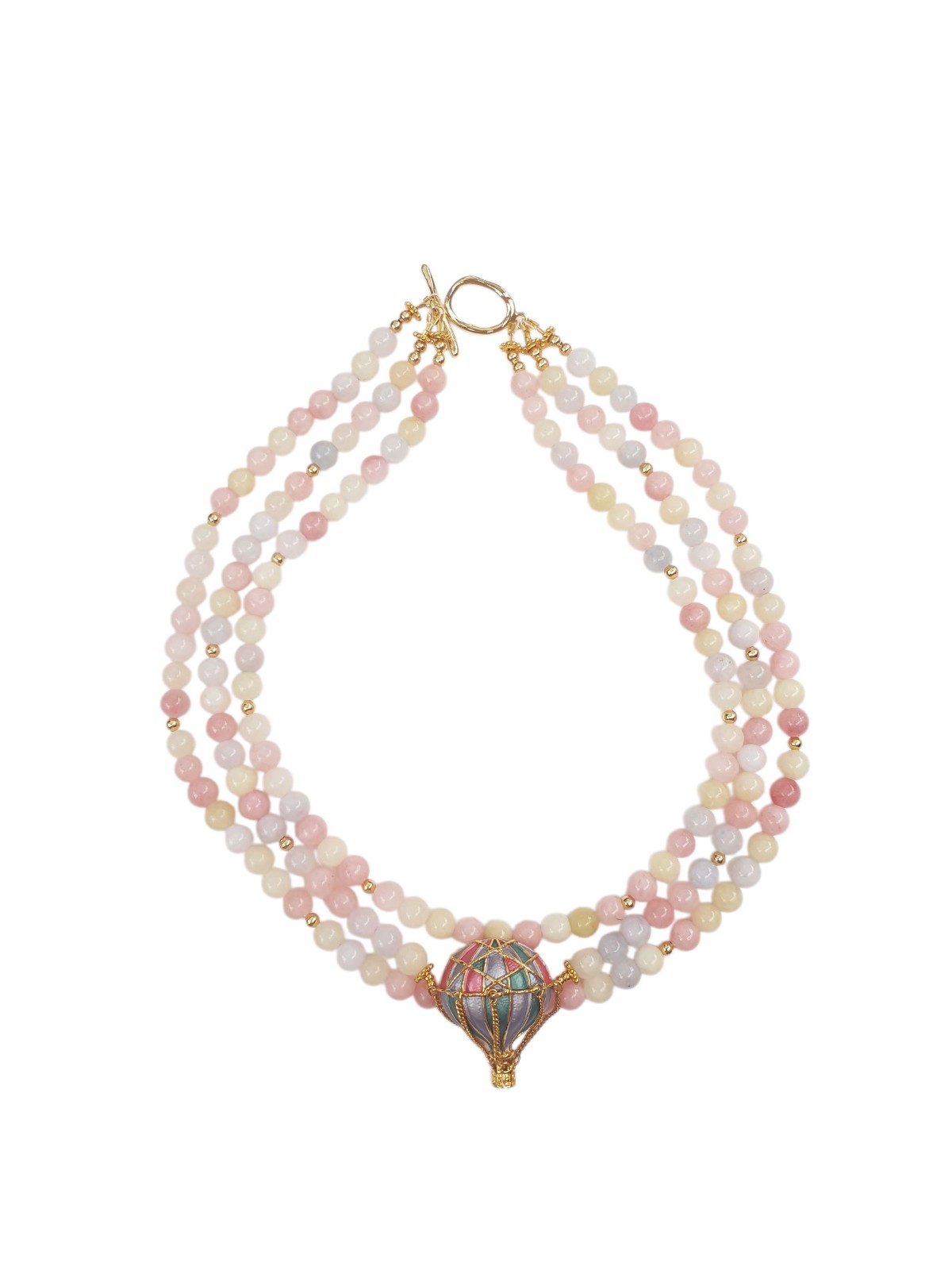 Morganiet ketting met broche van een heteluchtballon - uniek stuk