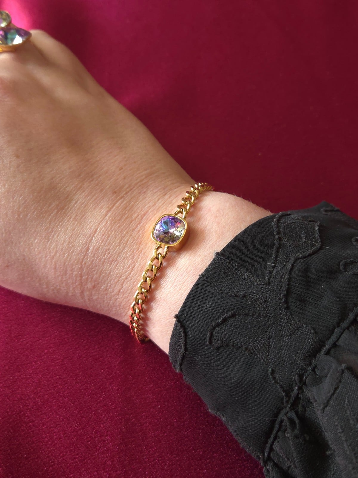 RVS armband ingelegd met Oostenrijks kristal - goud - 118123 RVS armband ingelegd met Oostenrijks kristal - Goud