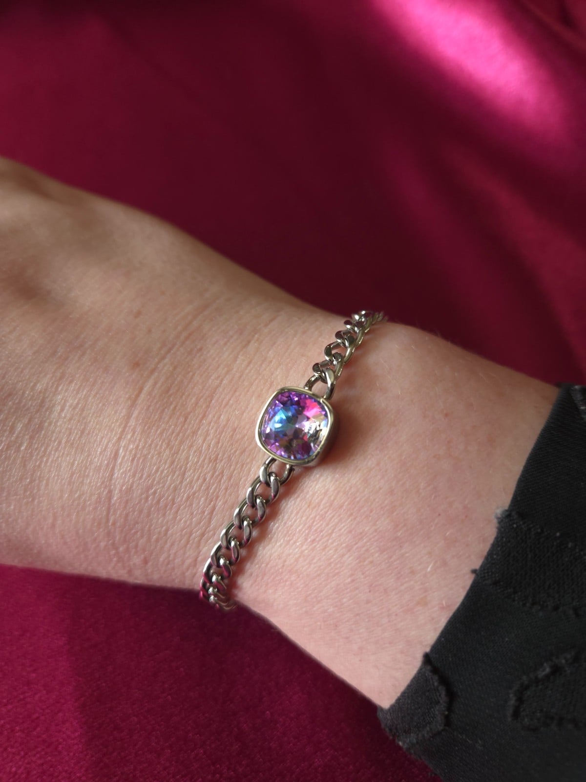 RVS armband ingelegd met Oostenrijks kristal - Zilver - 118128 RVS armband ingelegd met Oostenrijks kristal - Zilver