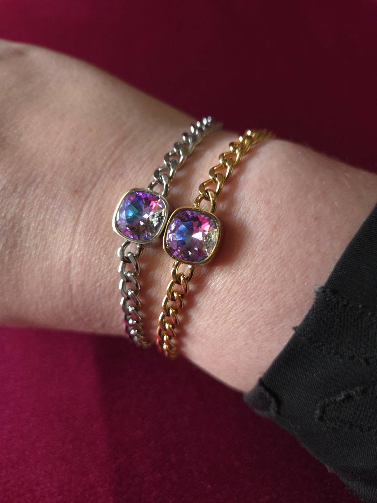 RVS armband ingelegd met Oostenrijks kristal - Zilver - 118129 RVS armband ingelegd met Oostenrijks kristal - Zilver