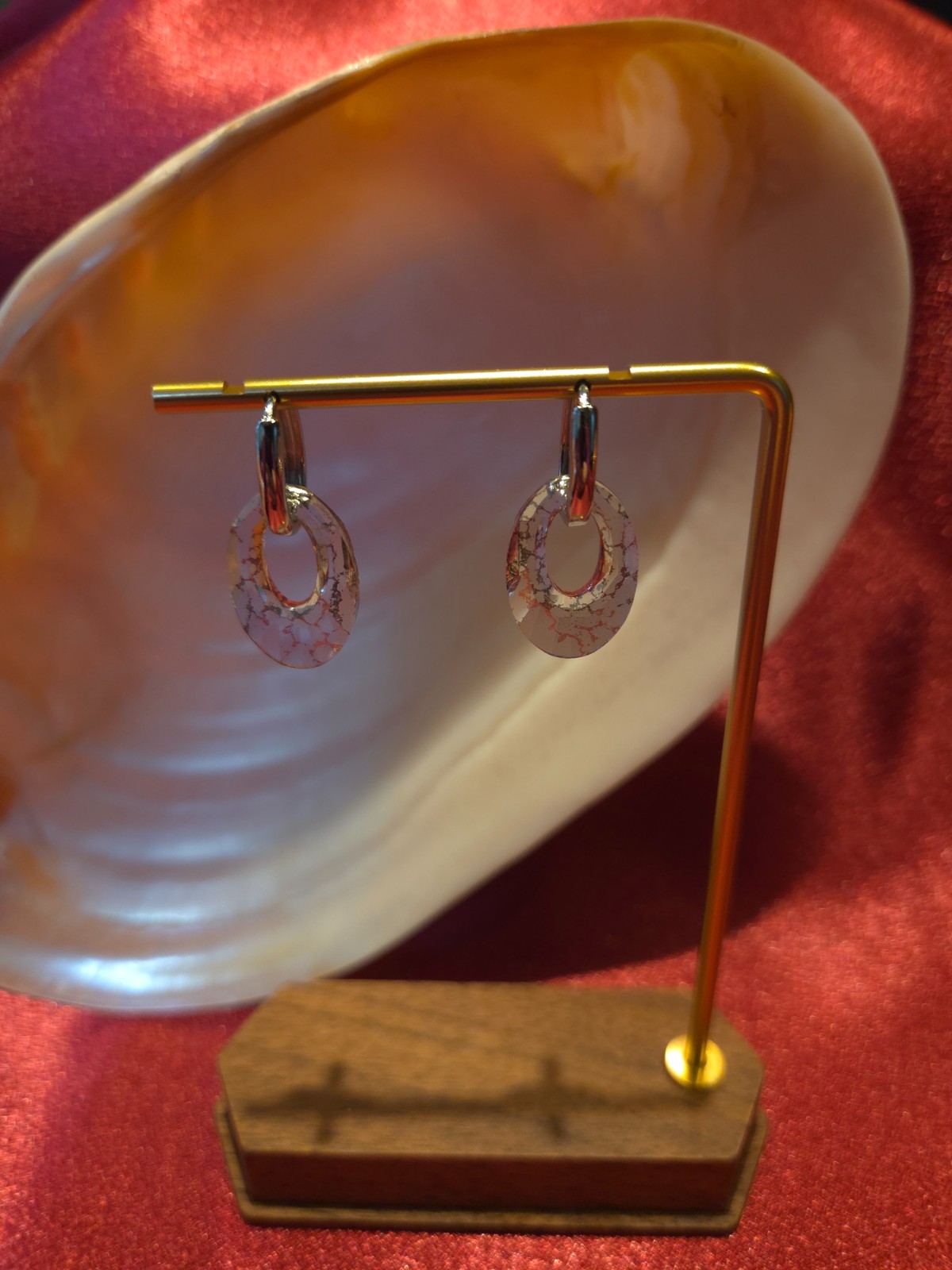 RVS creolen met kristallen hanger - 120028 RVS creolen met kristallen hanger