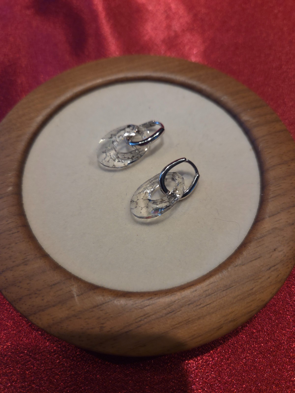 RVS creolen met kristallen hanger - 120029 RVS creolen met kristallen hanger