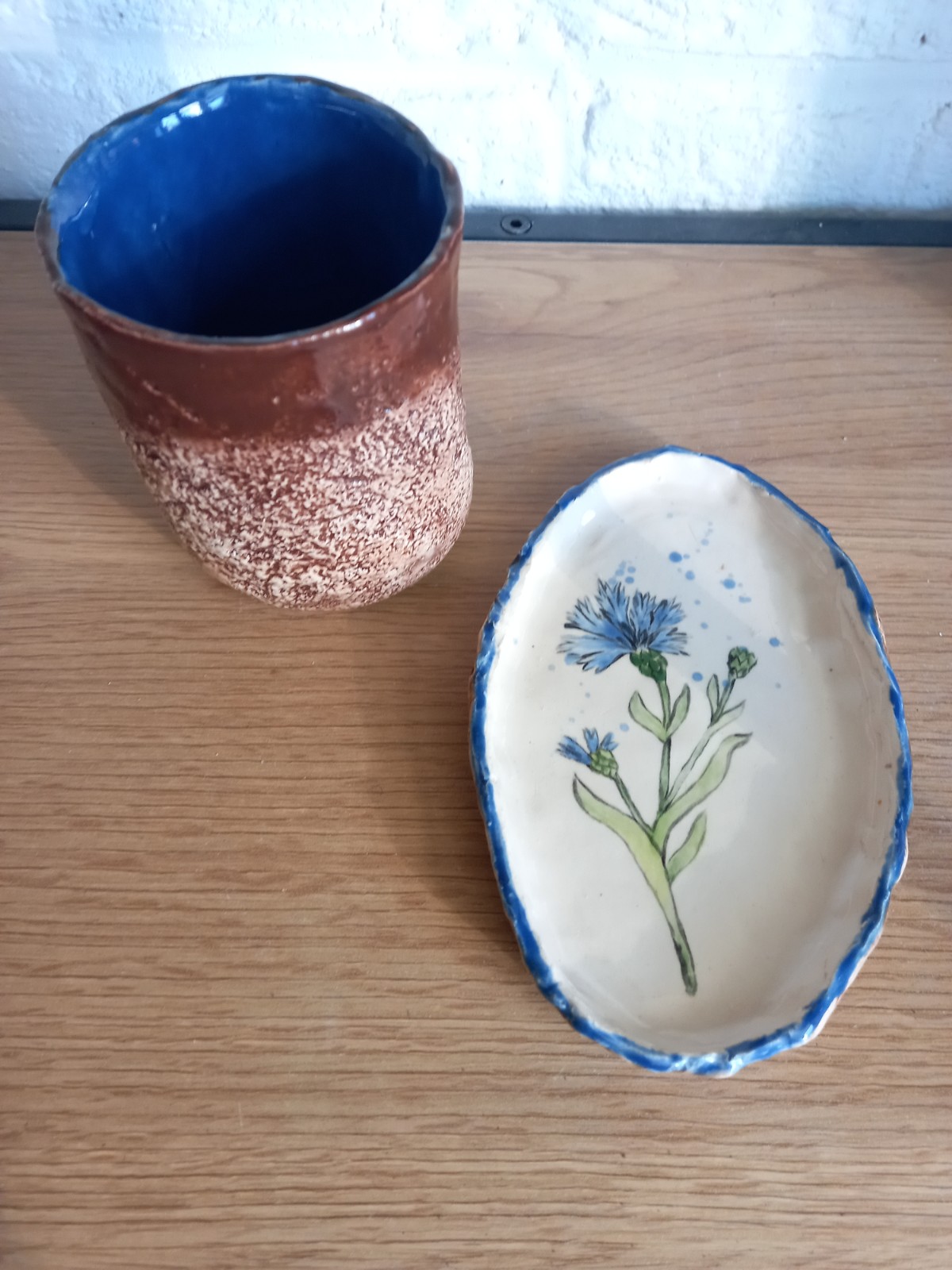 Set keramieken koffie/thee mok en schotel korenbloem - 121258 Set keramieken koffie/thee mok en schotel korenbloem