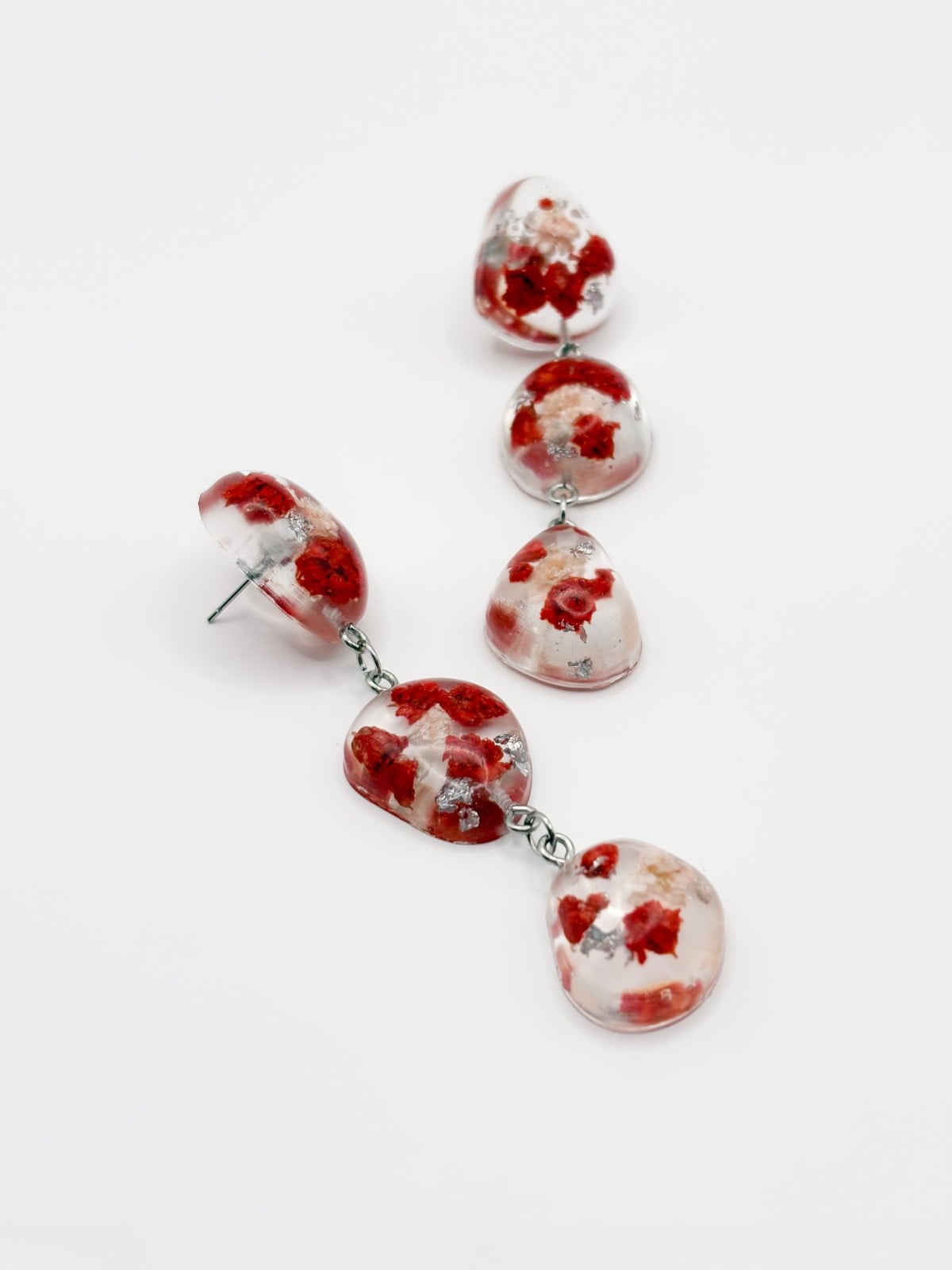 Statement Oorbellen met 3 Grote Stenen Gevuld met Echt Gipskruid uit Den Haag (Mon Chéri)