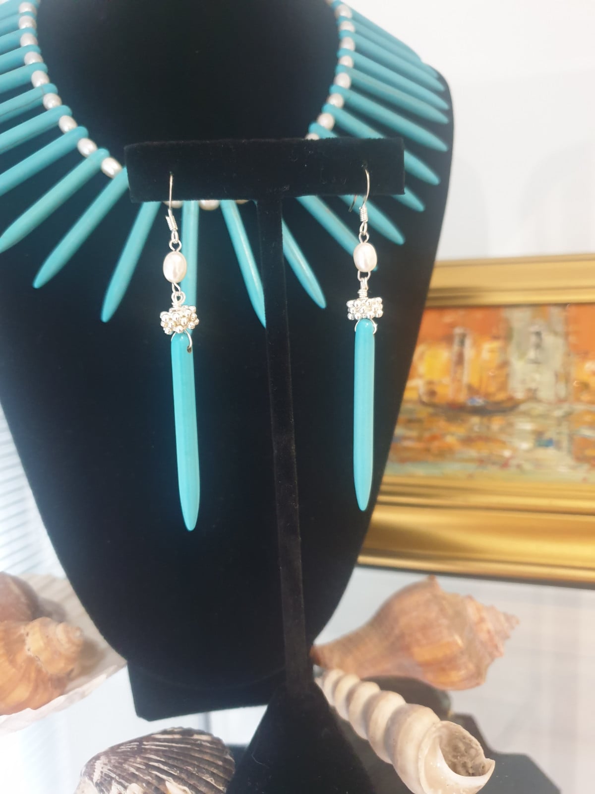 Turkoois en zoetwaterparels ketting