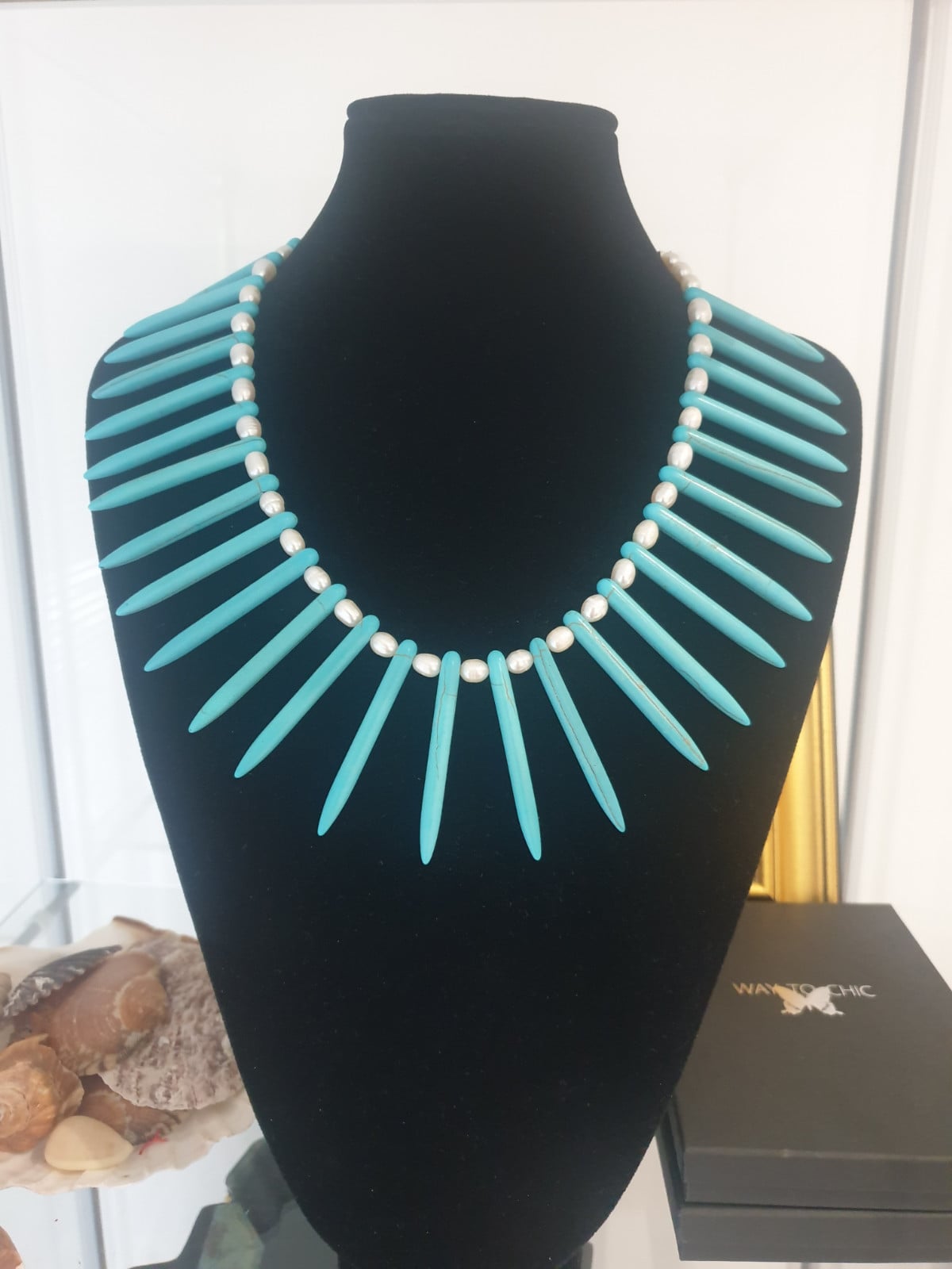 Turkoois en zoetwaterparels ketting