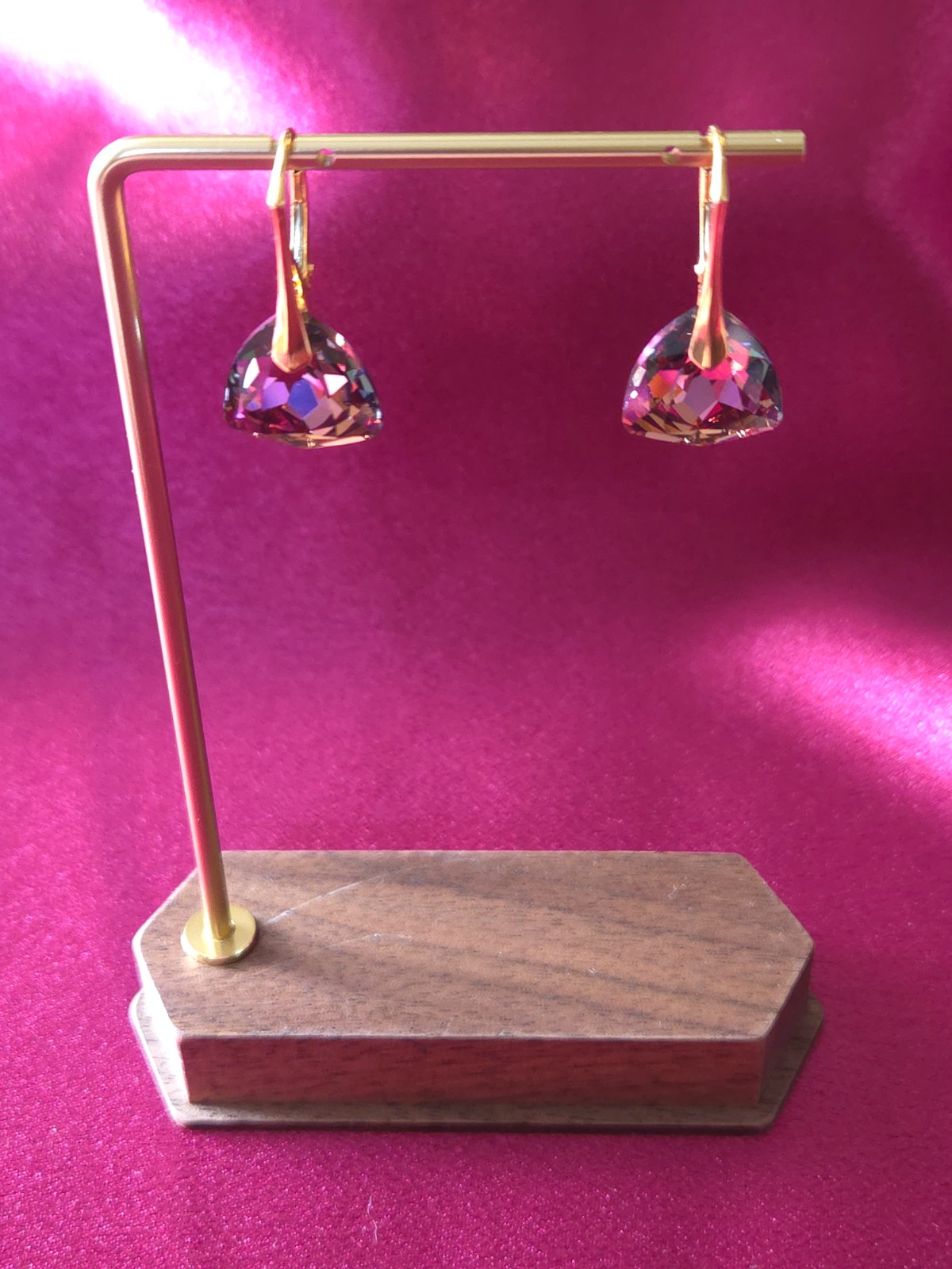 Vergulde leverback oorbellen met Oostenrijks kristal - 118146 Vergulde leverback oorbellen met Oostenrijks kristal