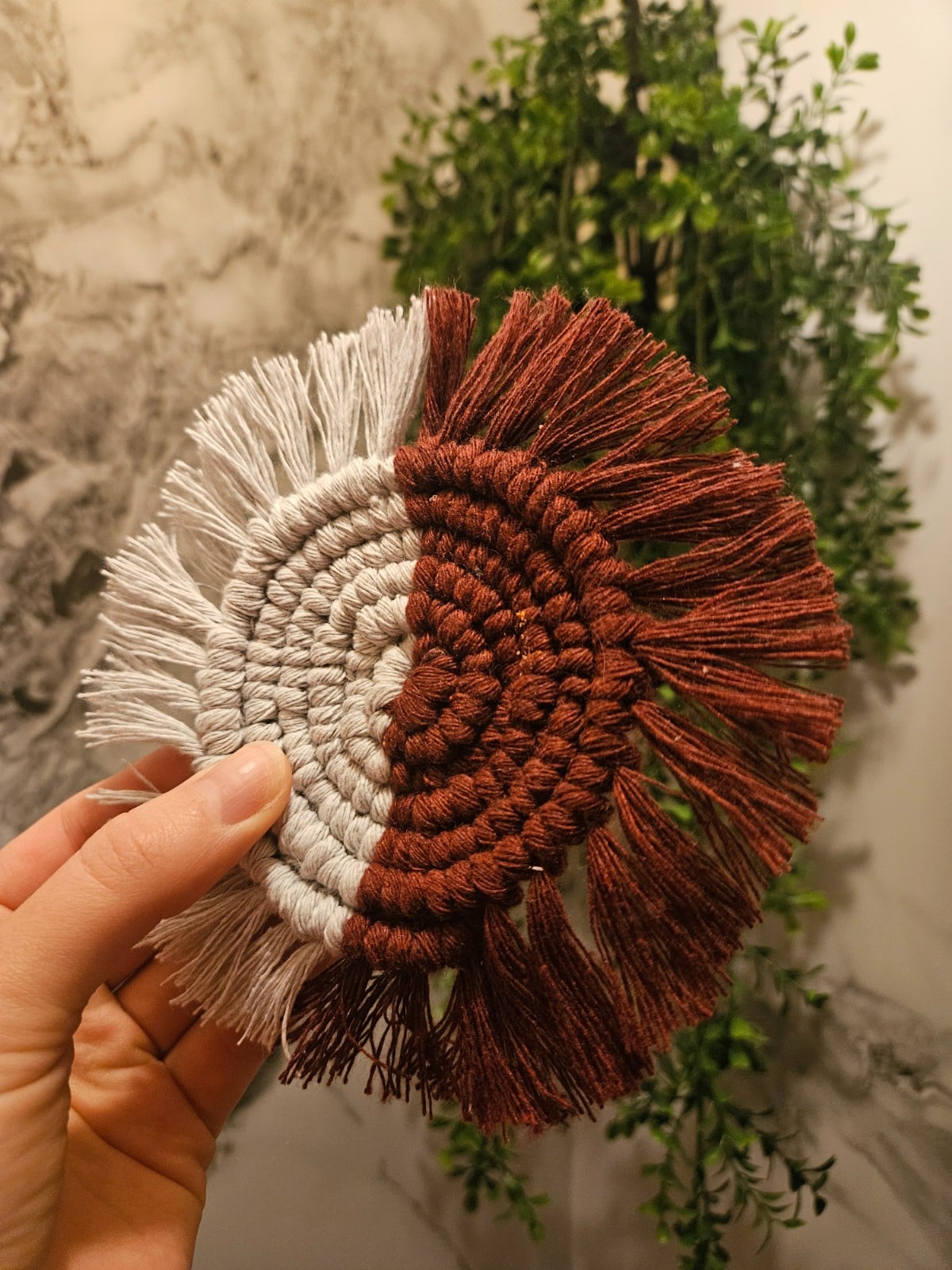 2 kleuren macrame onderzetter