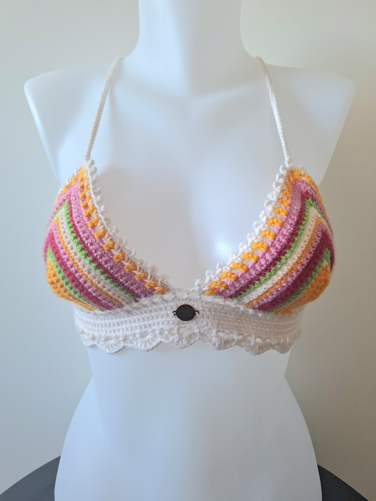 Gehaakt topje | Crème, geel, groen, fuchsia en lichtroze