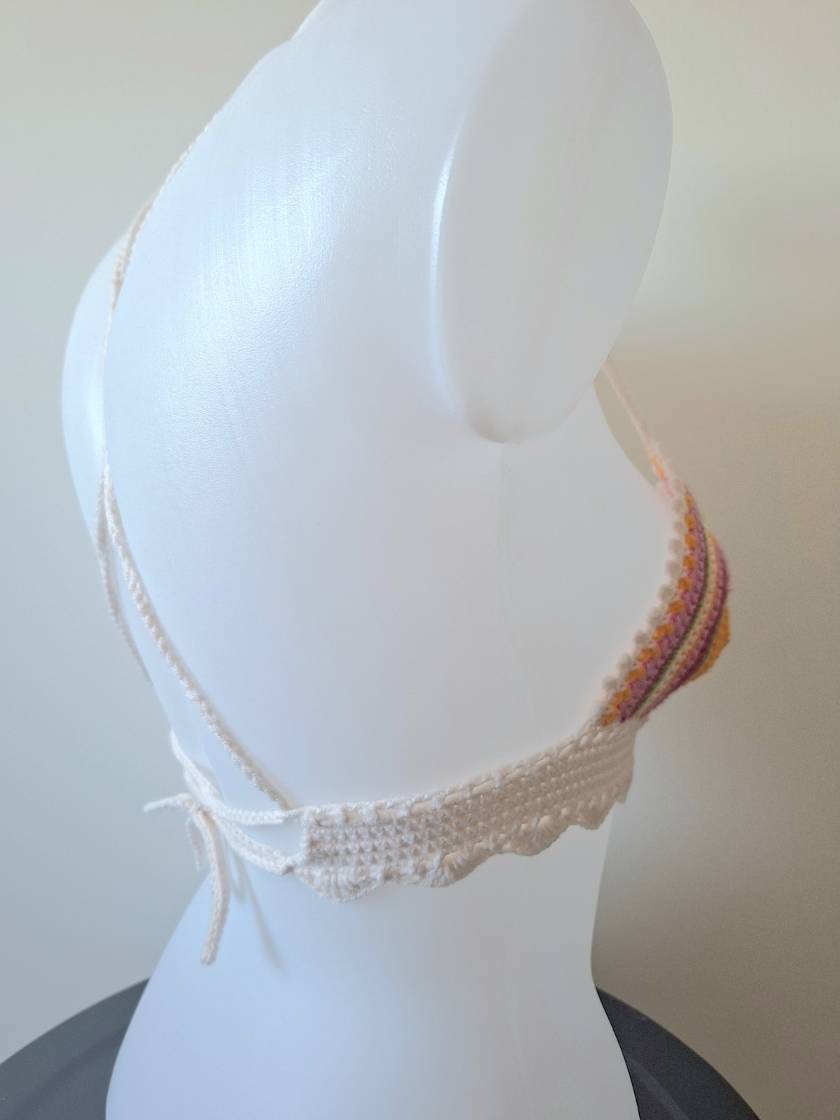 Gehaakt topje | Crème, geel, groen, fuchsia en lichtroze