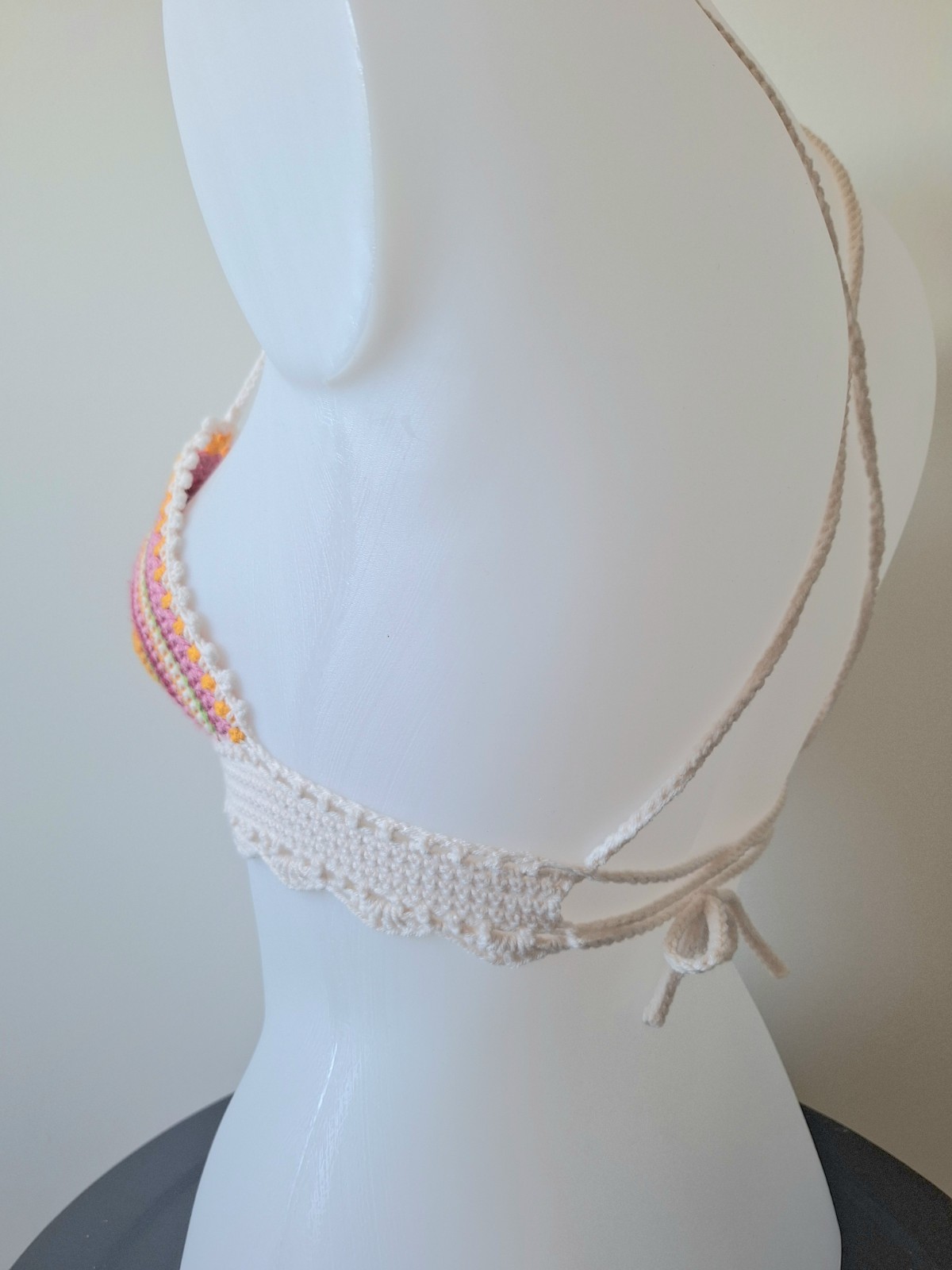 Gehaakt topje | Crème, geel, groen, fuchsia en lichtroze