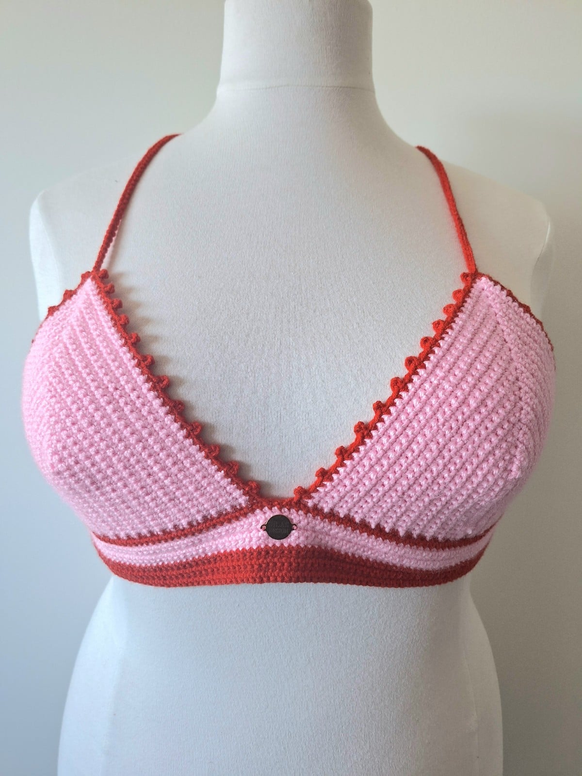 Gehaakt topje | Lichtroze en rood