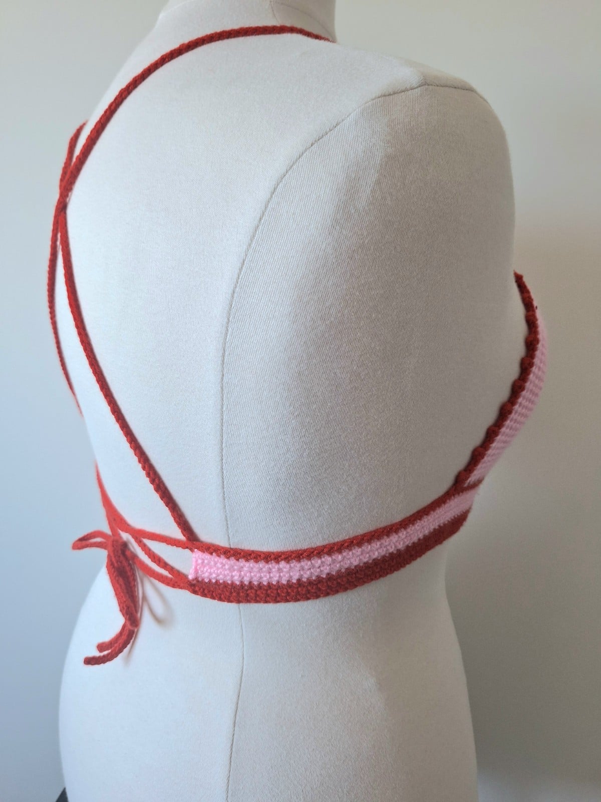 Gehaakt topje | Lichtroze en rood