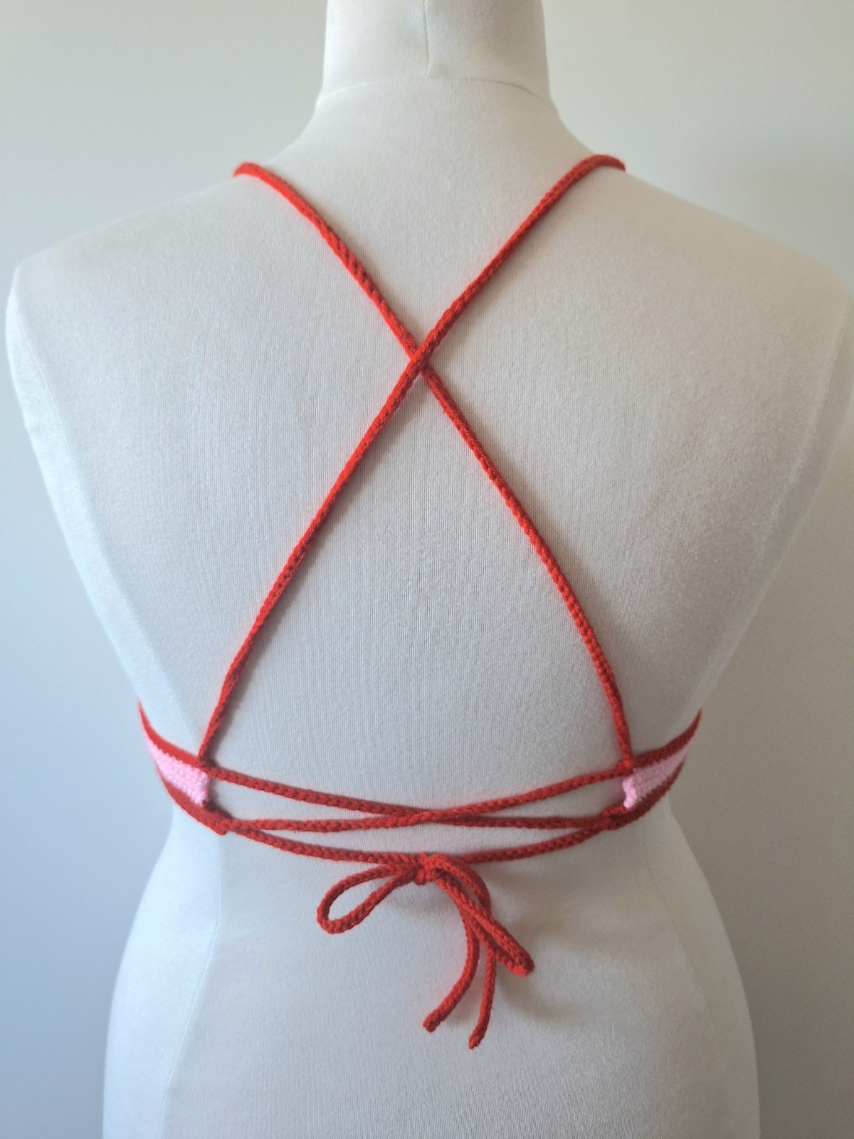 Gehaakt topje | Lichtroze en rood