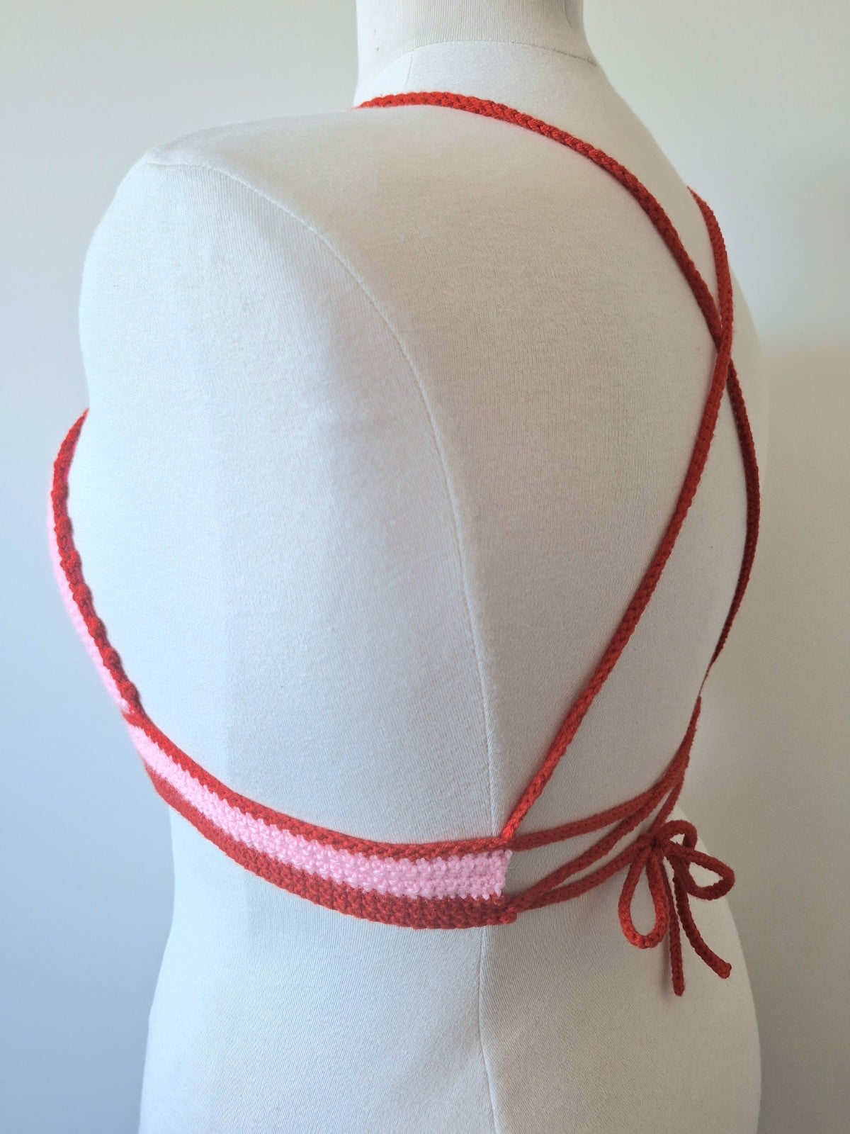 Gehaakt topje | Lichtroze en rood